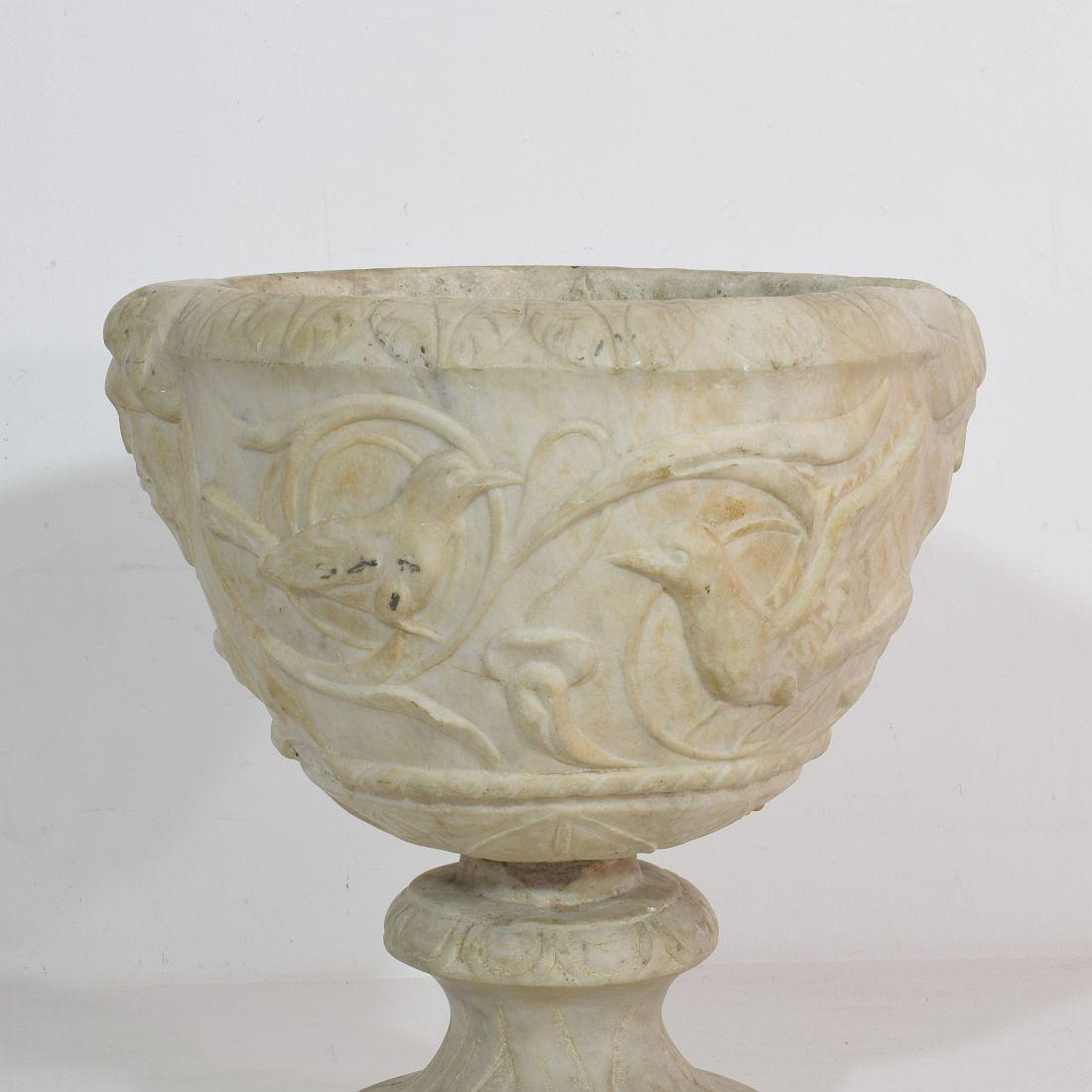 Italian 18th Century White Marble Garden Urn/ Vase 4