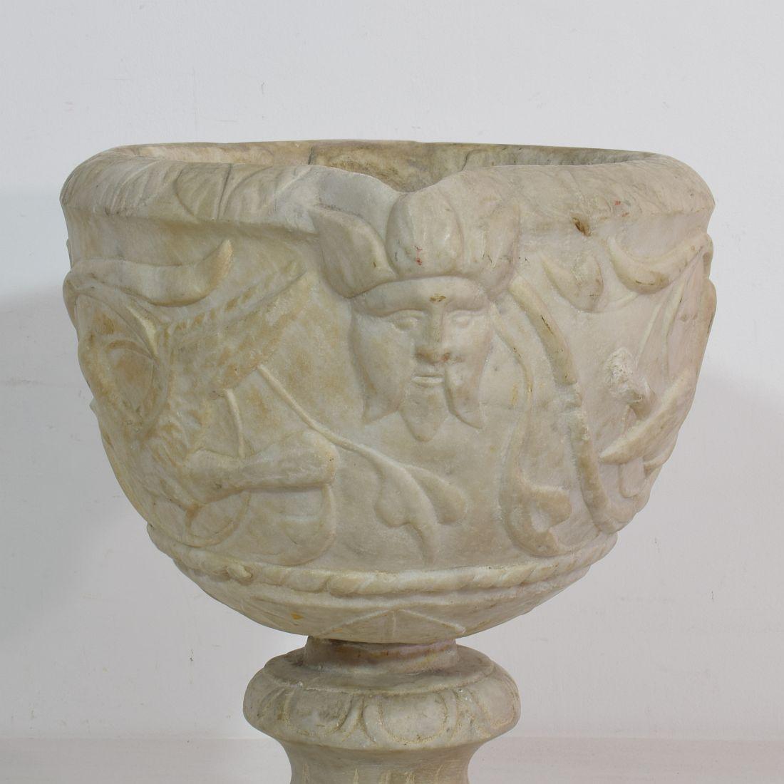 Italian 18th Century White Marble Garden Urn/ Vase 5