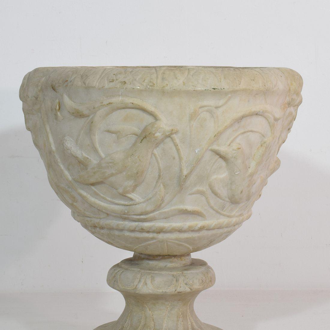 Italian 18th Century White Marble Garden Urn/ Vase 6