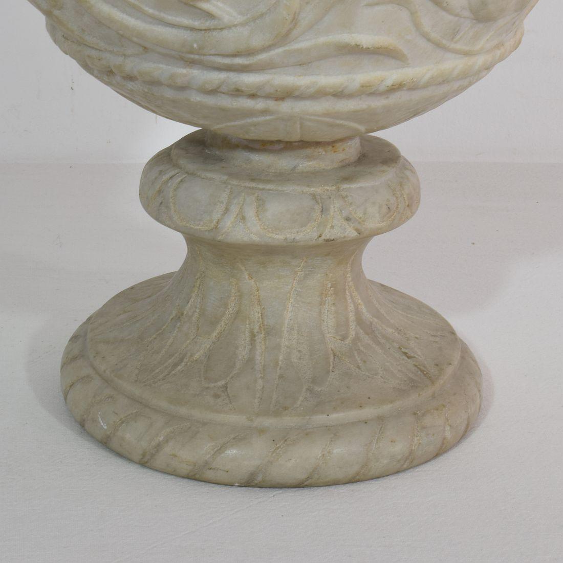 Italian 18th Century White Marble Garden Urn/ Vase 7