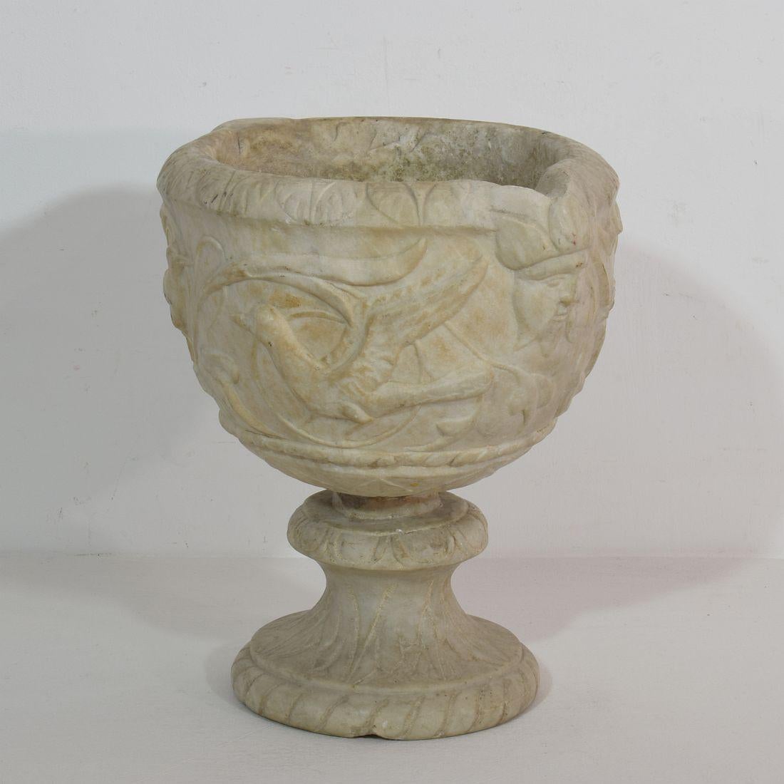 18th Century and Earlier Italian 18th Century White Marble Garden Urn/ Vase