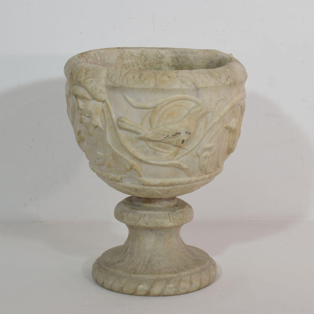Italian 18th Century White Marble Garden Urn/ Vase 2