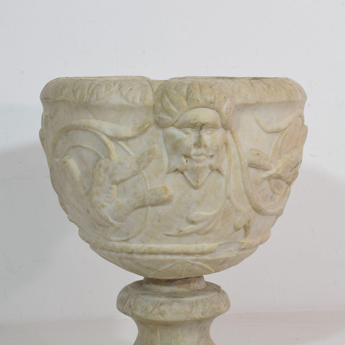 Italian 18th Century White Marble Garden Urn/ Vase 3