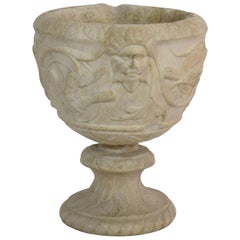 Italian 18th Century White Marble Garden Urn/ Vase