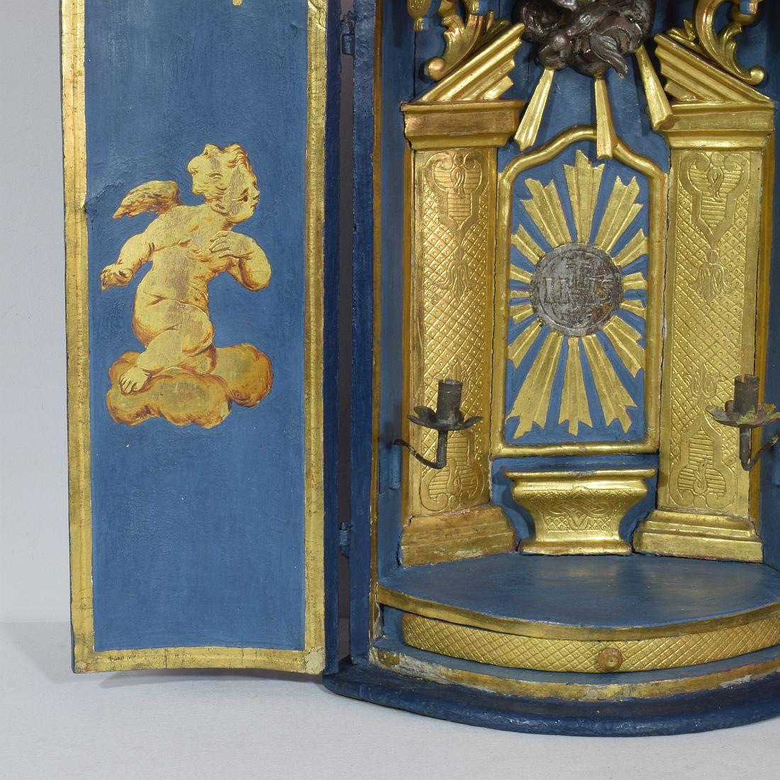 European Italian 18th Century Wooden Travel/ House Altar