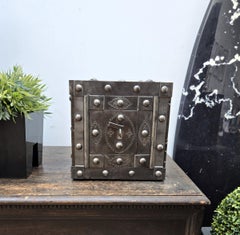 Italian 18th Century Wrought Iron Studded Antique Safe Strong Box