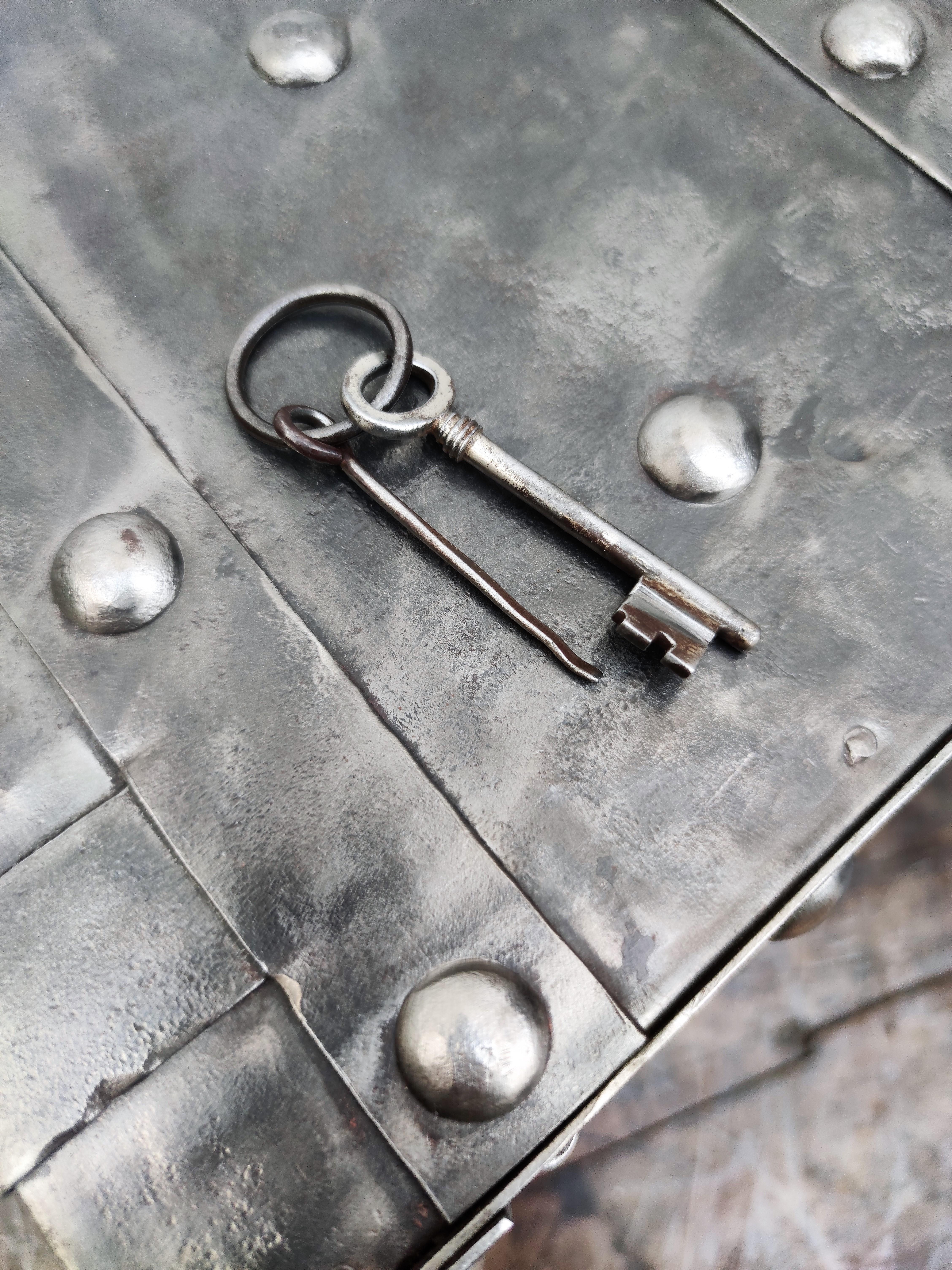 Industrial Italian 18th Century Wrought Iron Studded Antique Safe Strong Box