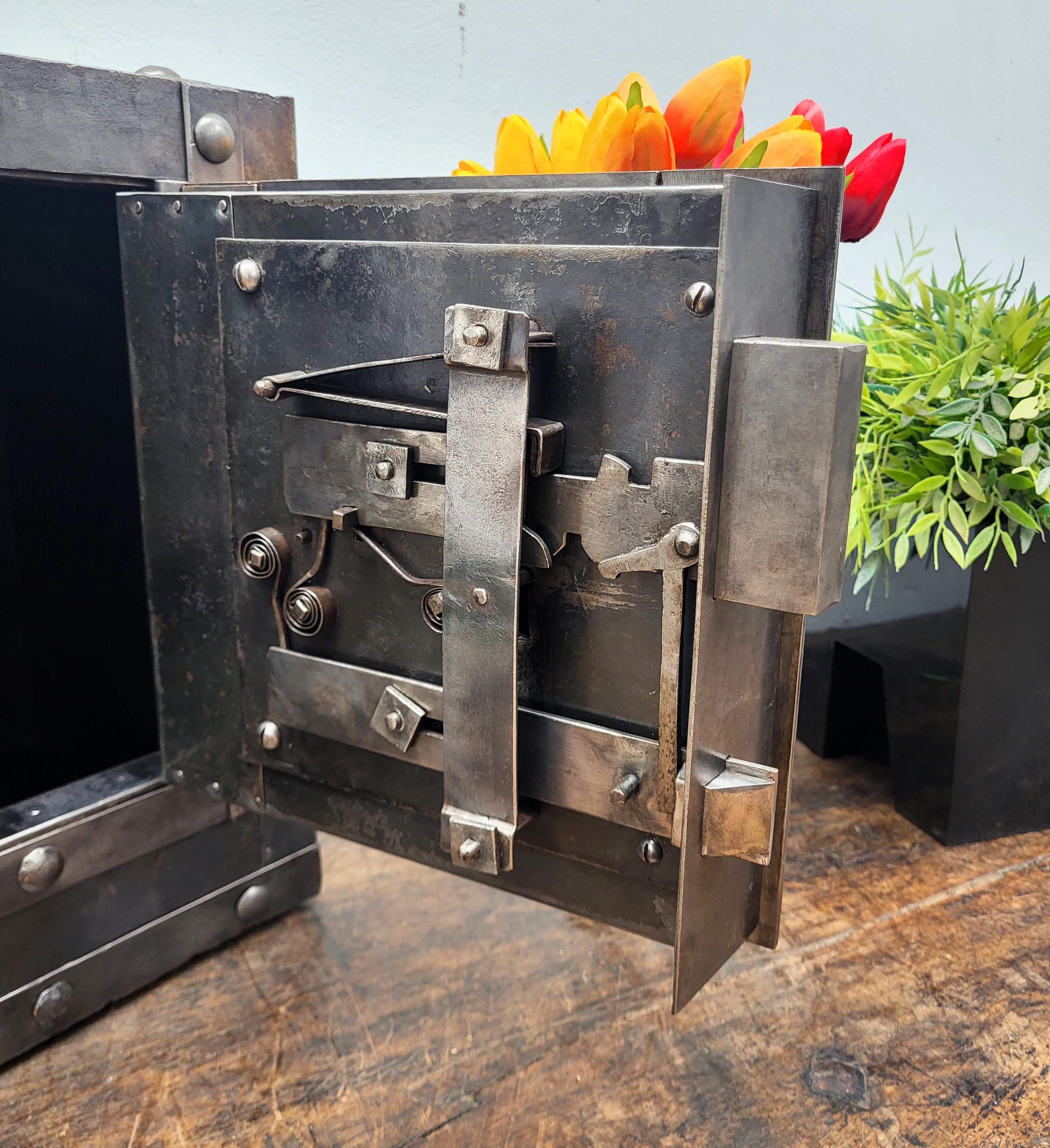 Industrial Italian 18th Century Wrought Iron Studded Antique Safe Strong Box