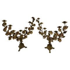 Italian 19th Century Baroque Pair of Candelabre