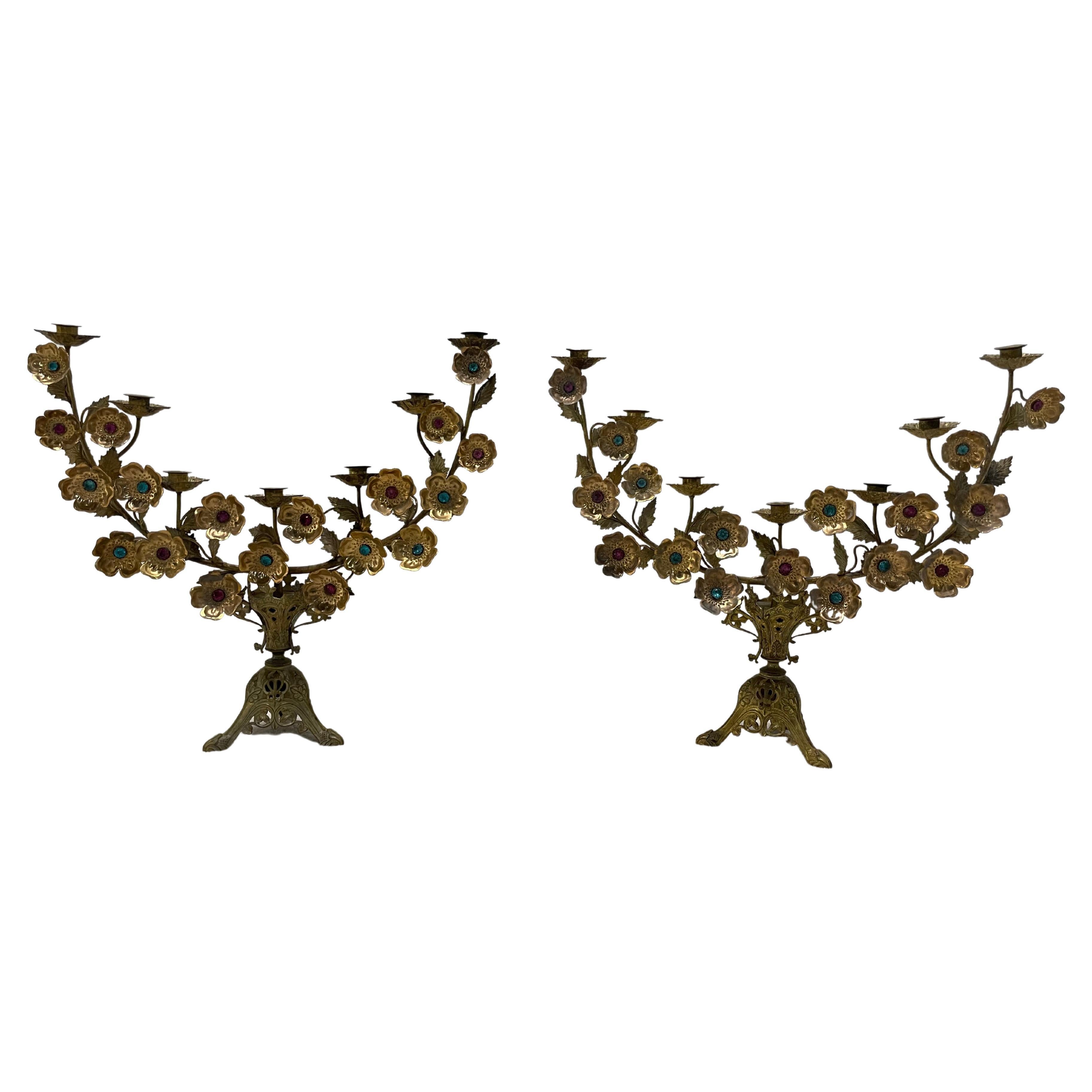 Italian 19th Century Baroque Pair of Candelabre For Sale