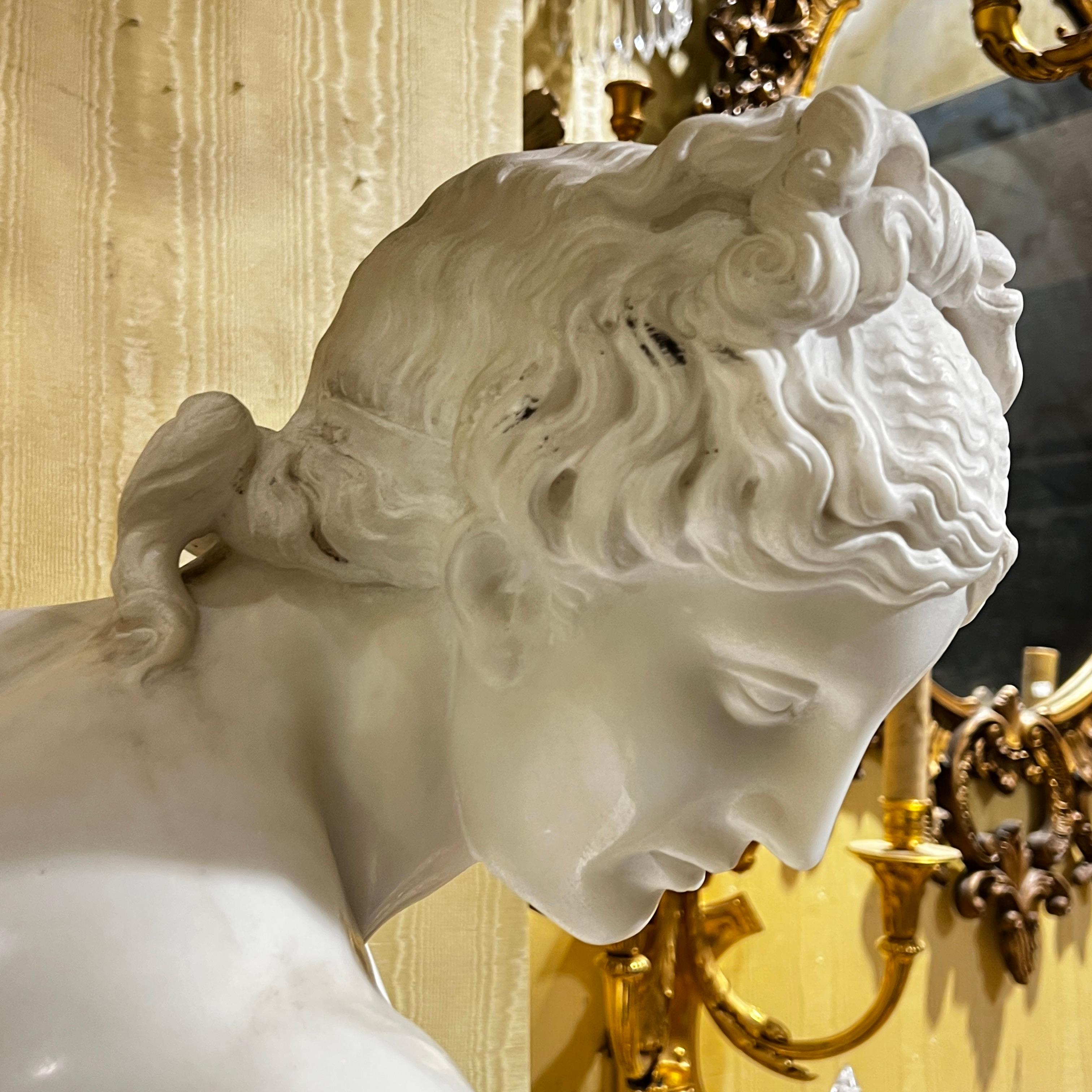 Italian 19th Century Crouching Venus Marble Statue After the Antique P ...