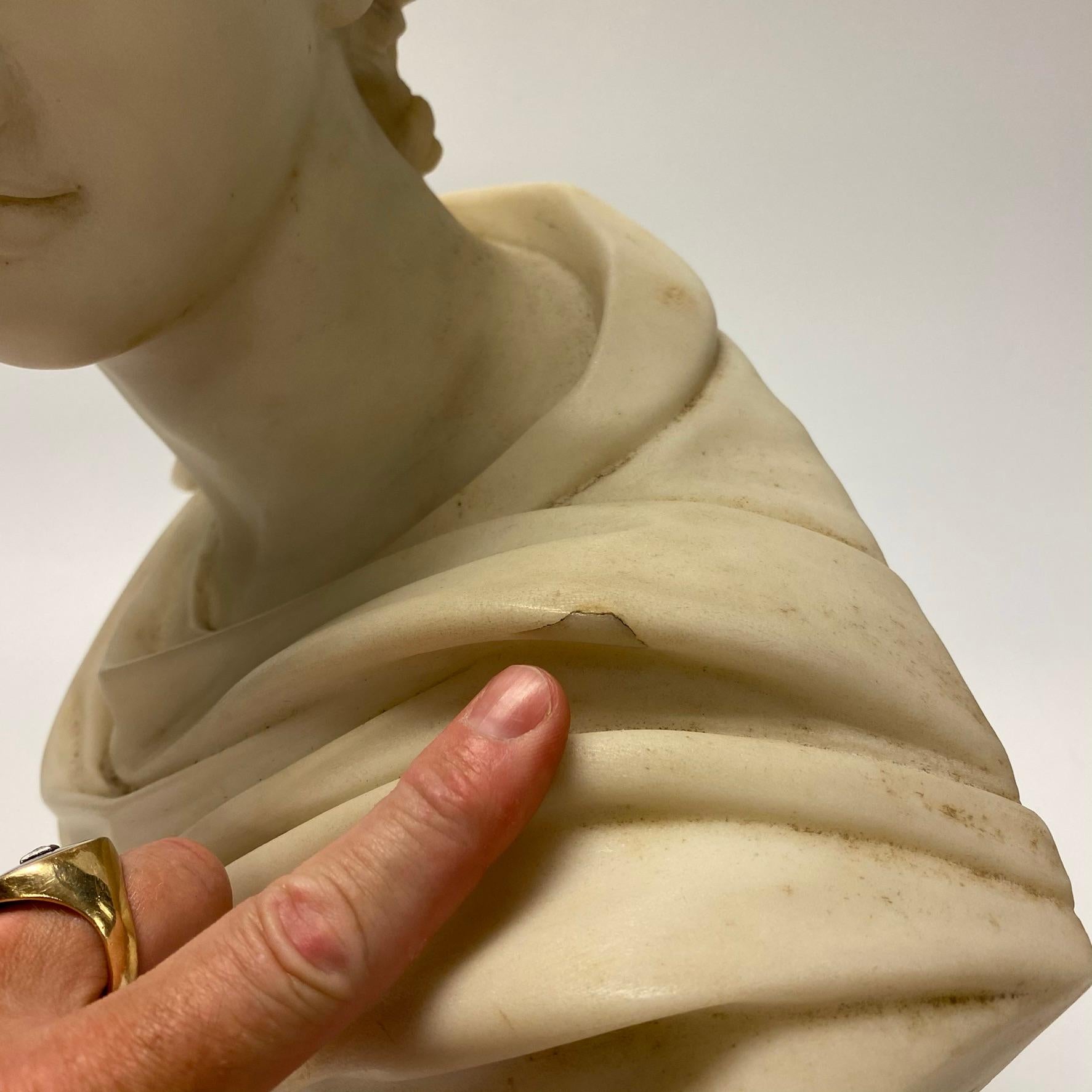 Classical Roman Italian 19 Century Marble Bust of Apollo