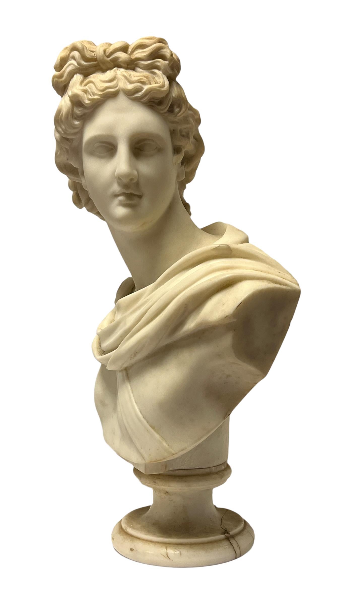 19th Century Italian 19 Century Marble Bust of Apollo