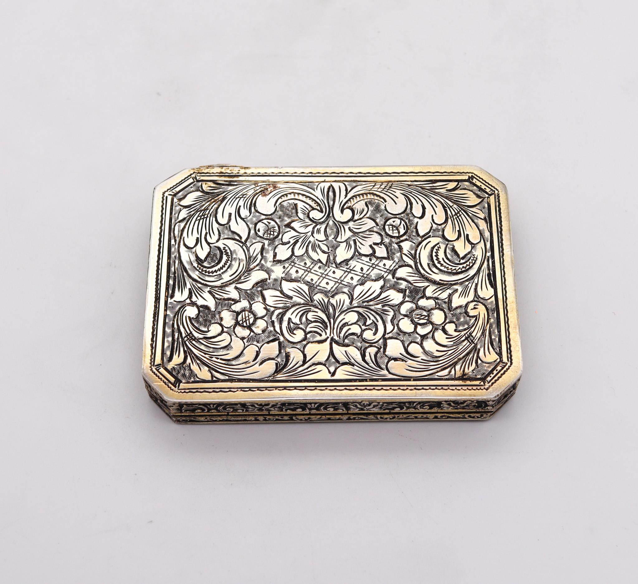 Italian 1920 Renaissance Revival Enameled Octagonal Box in .800 Silver For Sale 4