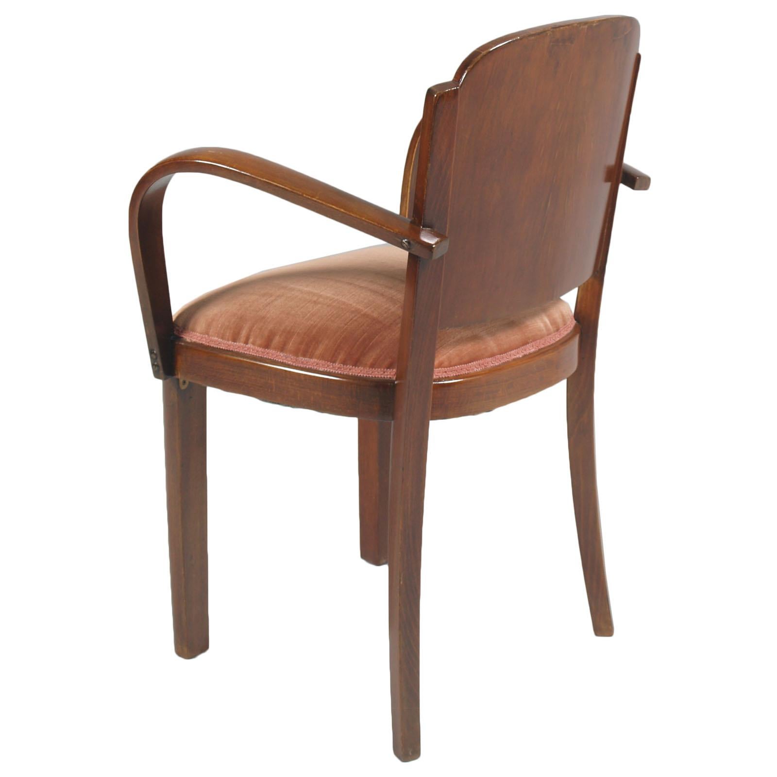 Italian 1920s Art Deco Bridge Chairs, All Original Velvet Upholstered, in Walnut For Sale 3