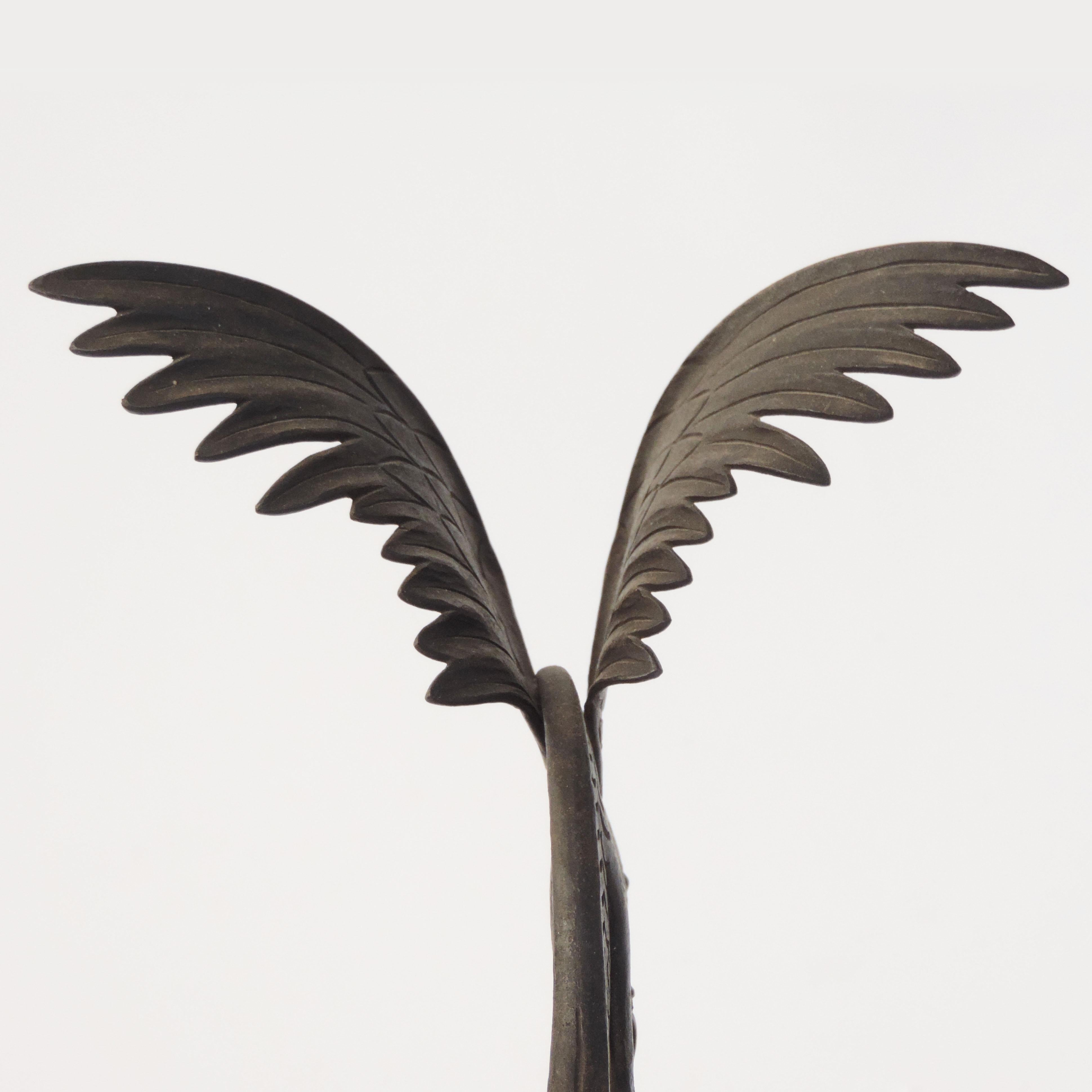 Italian 1920s Art Deco Wrought Iron Parrot on a Marble Base In Good Condition In Milan, IT