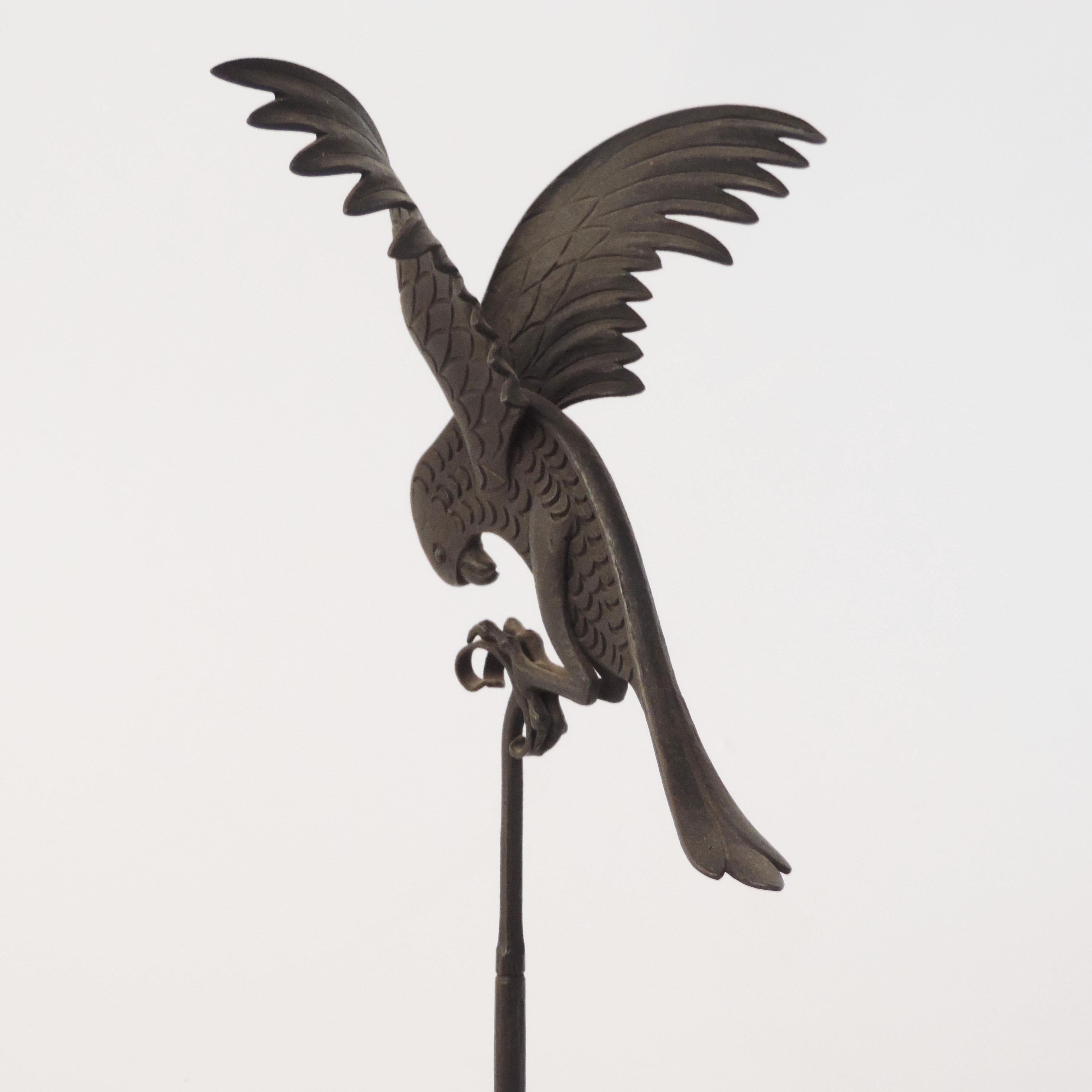 Italian 1920s Art Deco Wrought Iron Parrot on a Marble Base 3