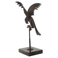 Italian 1920s Art Deco Wrought Iron Parrot on a Marble Base