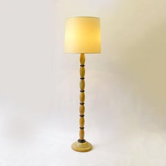Italian 1920s Art Deco Yellow and Black Marble Floor Lamp