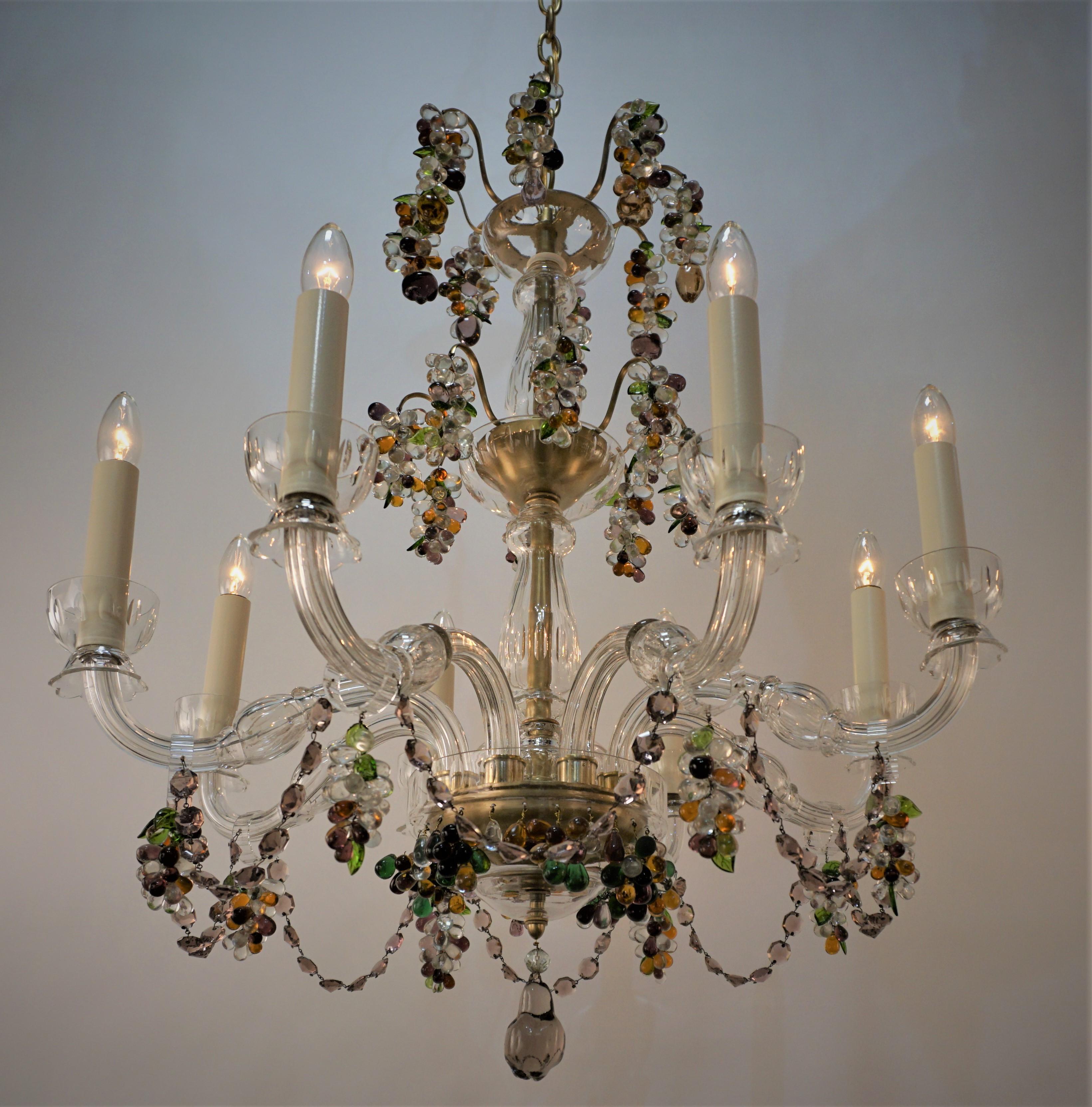 Italian 1920's Crystal Chandelier In Good Condition For Sale In Fairfax, VA