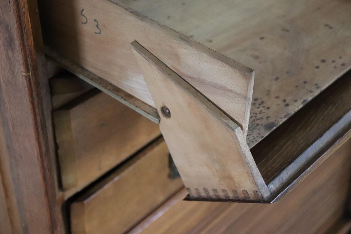 Italian 1920s Oak Wood Apothecary / Filing Cabinet, 18 Drawers and Shutter door For Sale 9