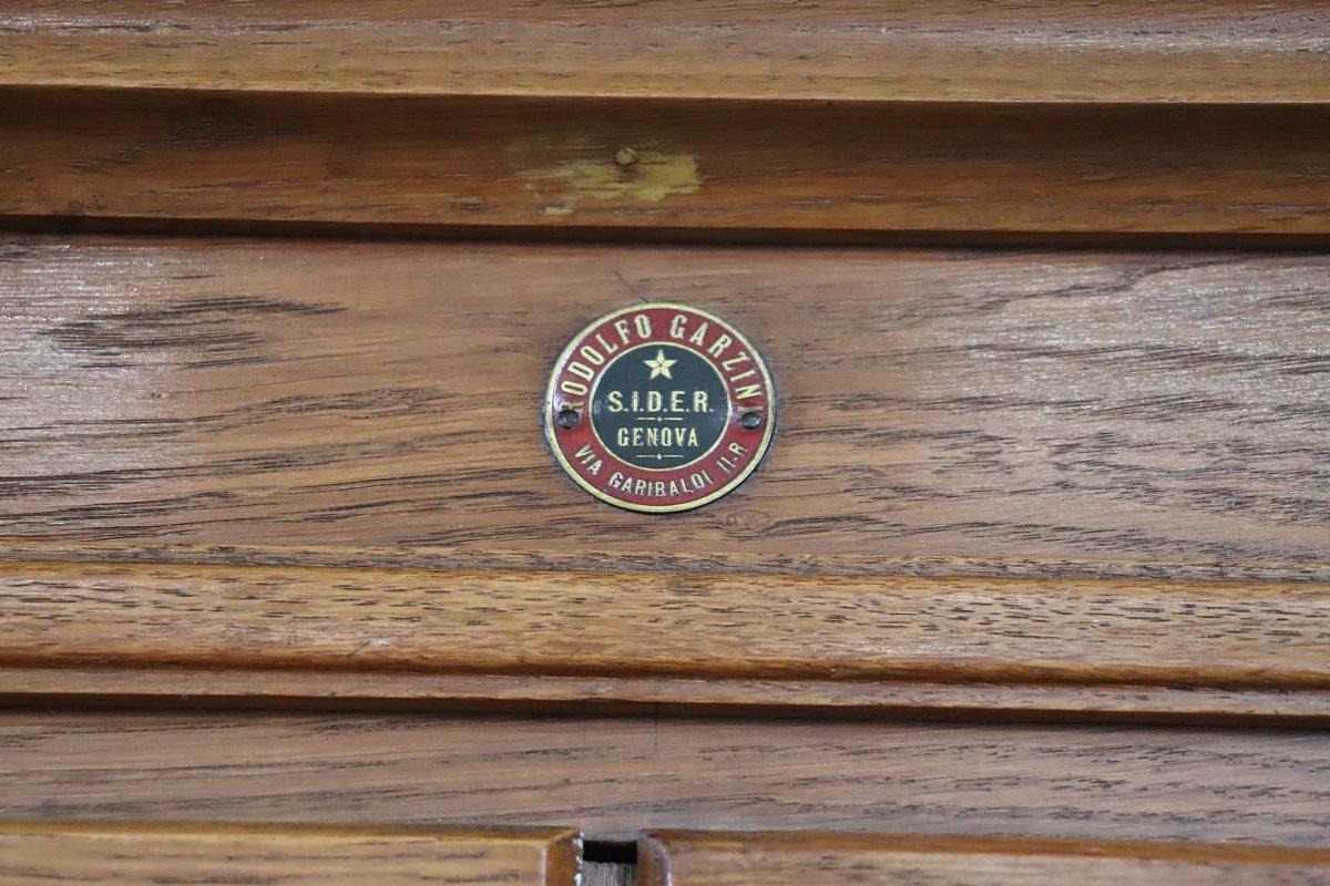 Italian 1920s Oak Wood Apothecary / Filing Cabinet, 18 Drawers and Shutter door For Sale 2