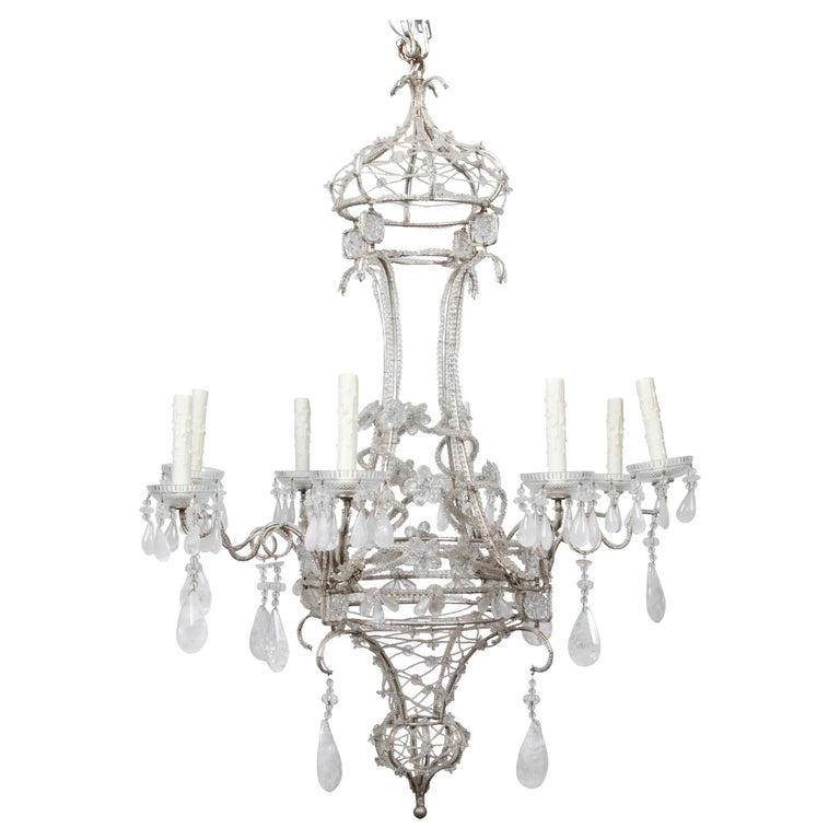 Lustre italien des années 1920 à huit lumières en cristal de roche ...