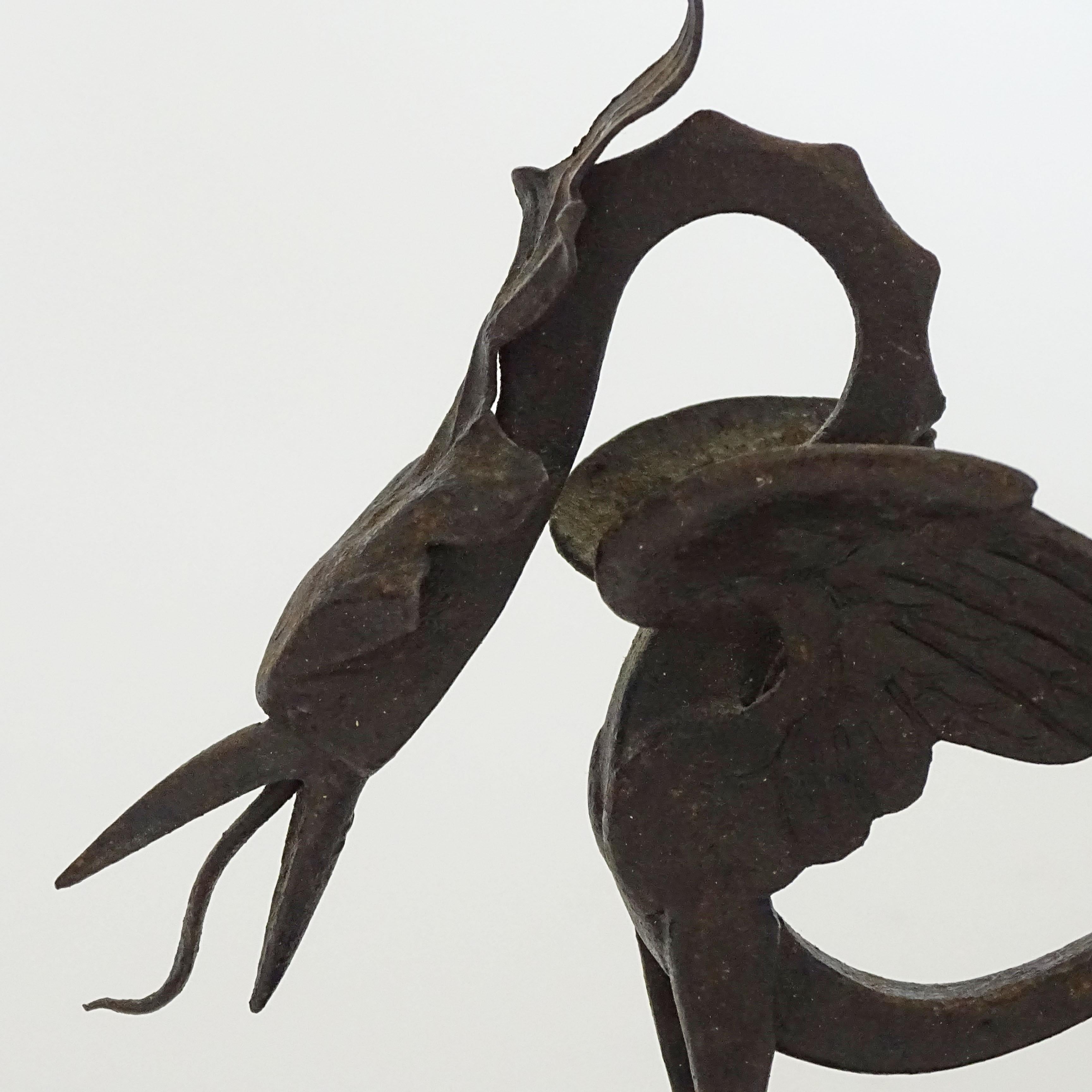 Italian 1920s wrought iron dragon and snake paperweight In Good Condition For Sale In Milan, IT