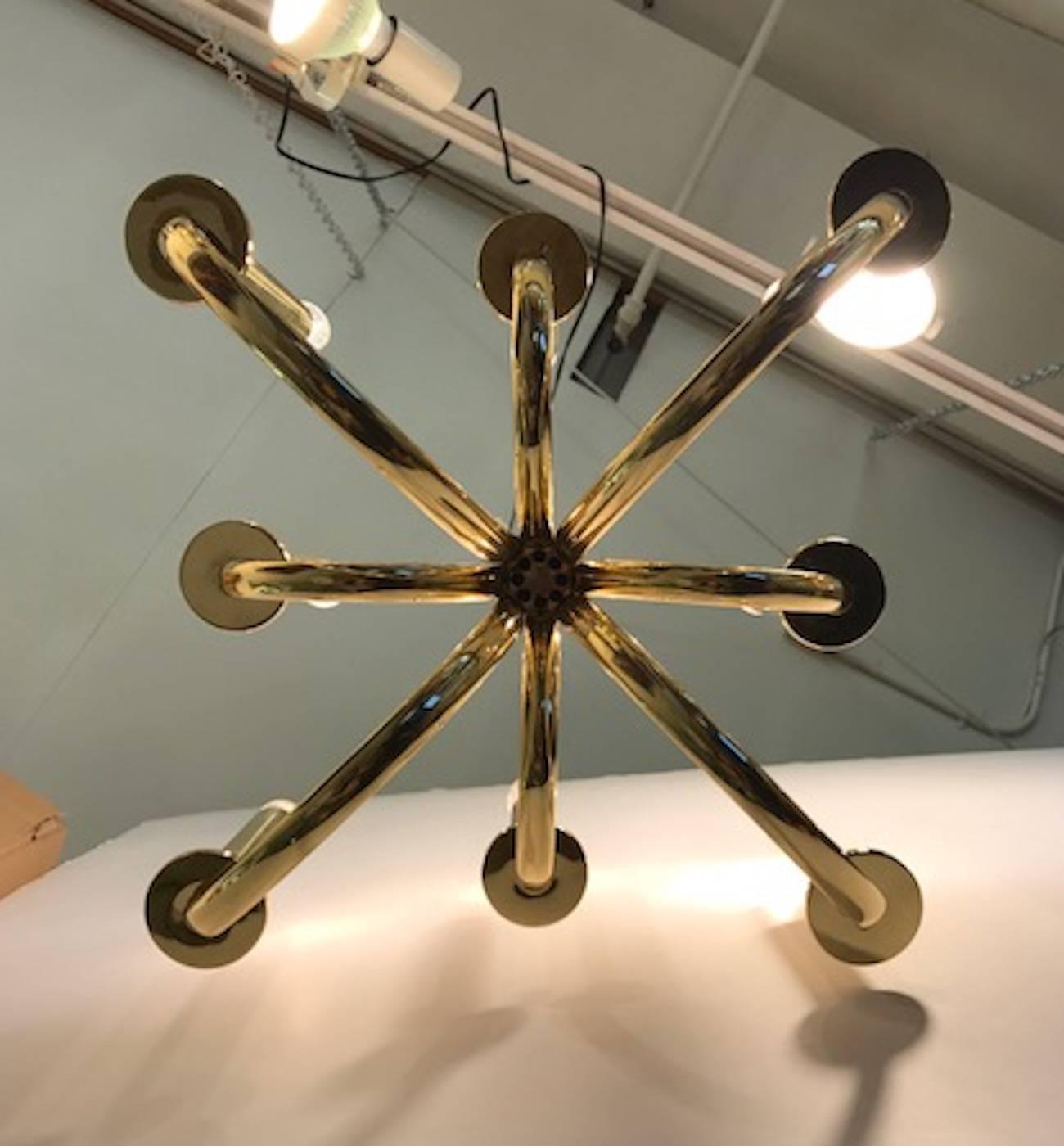 Brass Italian, 1930s Art Deco Chandelier For Sale