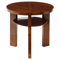 Italian 1930s Art Deco Circular Walnut Side Table