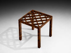 Italian 1930s Art Deco Dining or Center Table with Lattice Top in Walnut Burl