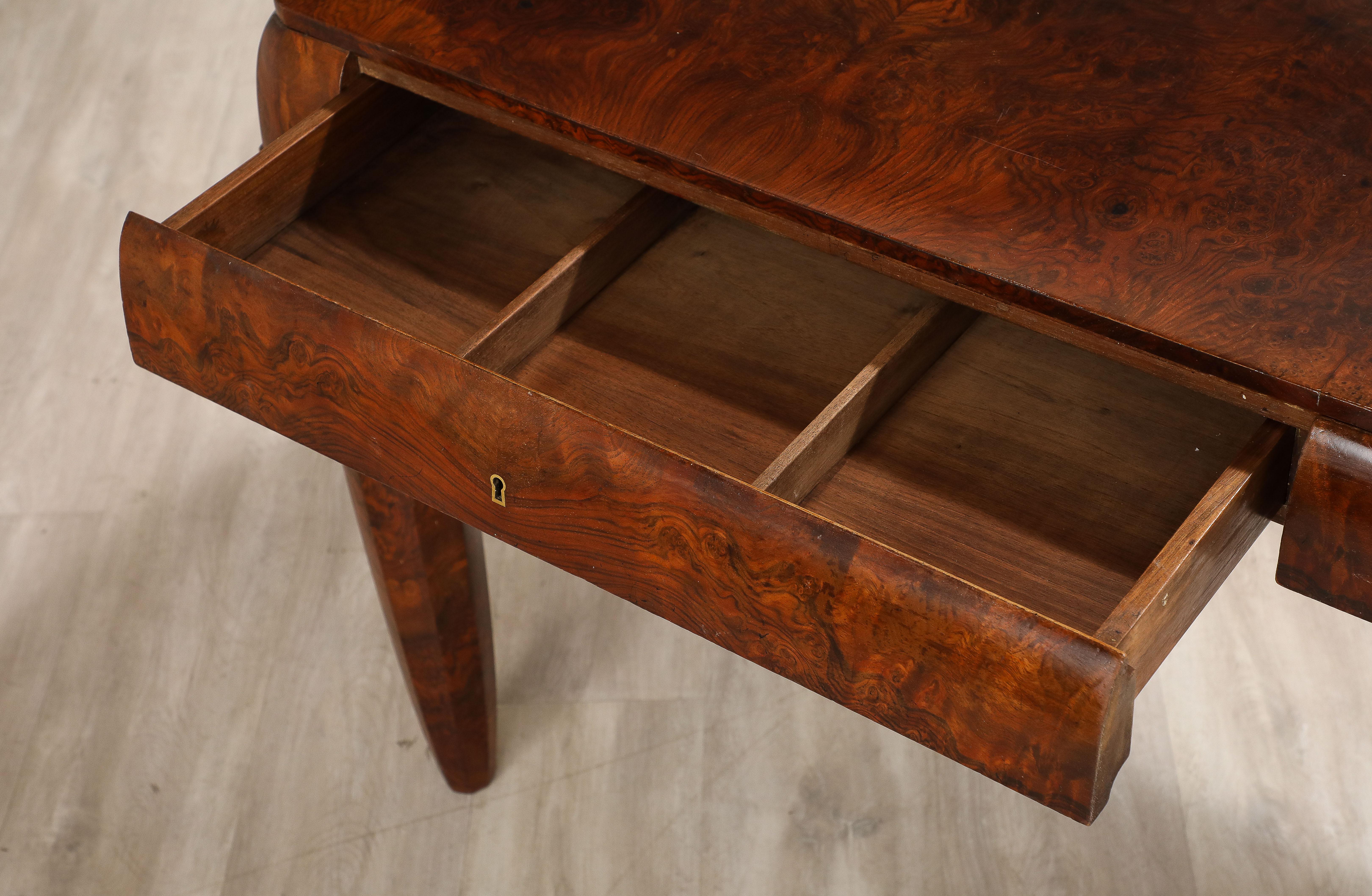 Italian 1930's Burl Walnut Writing Desk For Sale 4