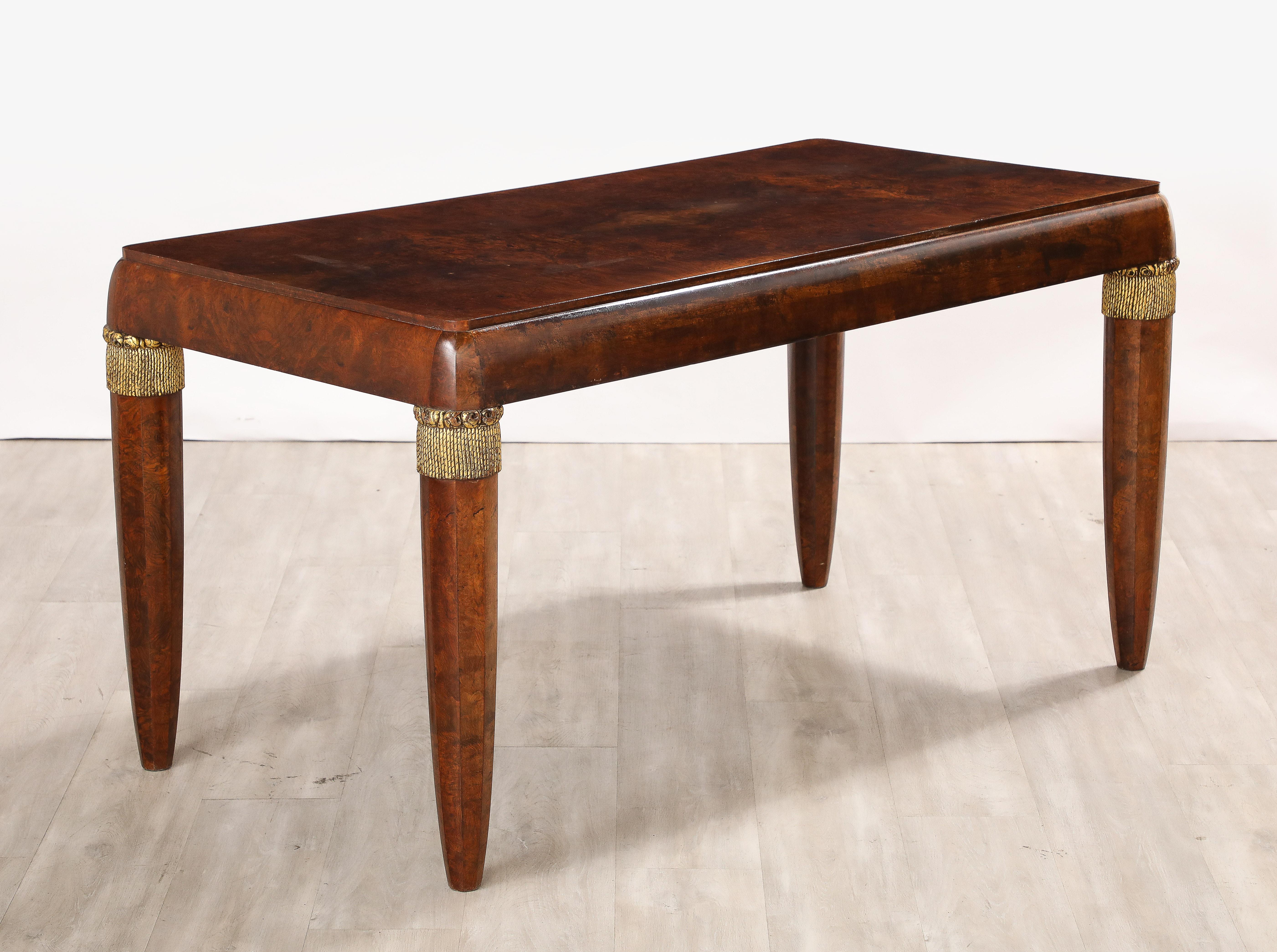 Italian 1930's Burl Walnut Writing Desk For Sale 7