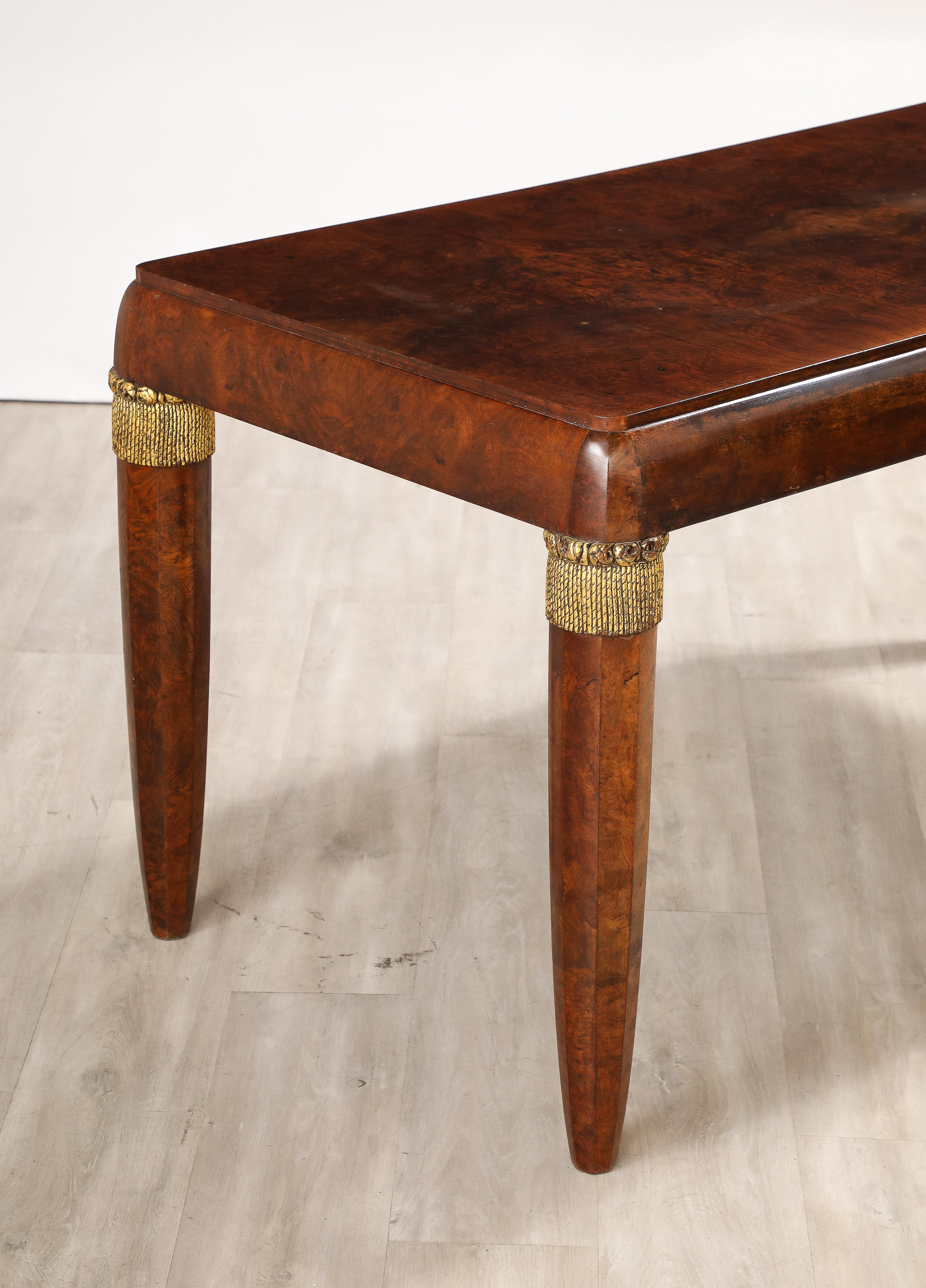 Italian 1930's Burl Walnut Writing Desk For Sale 8