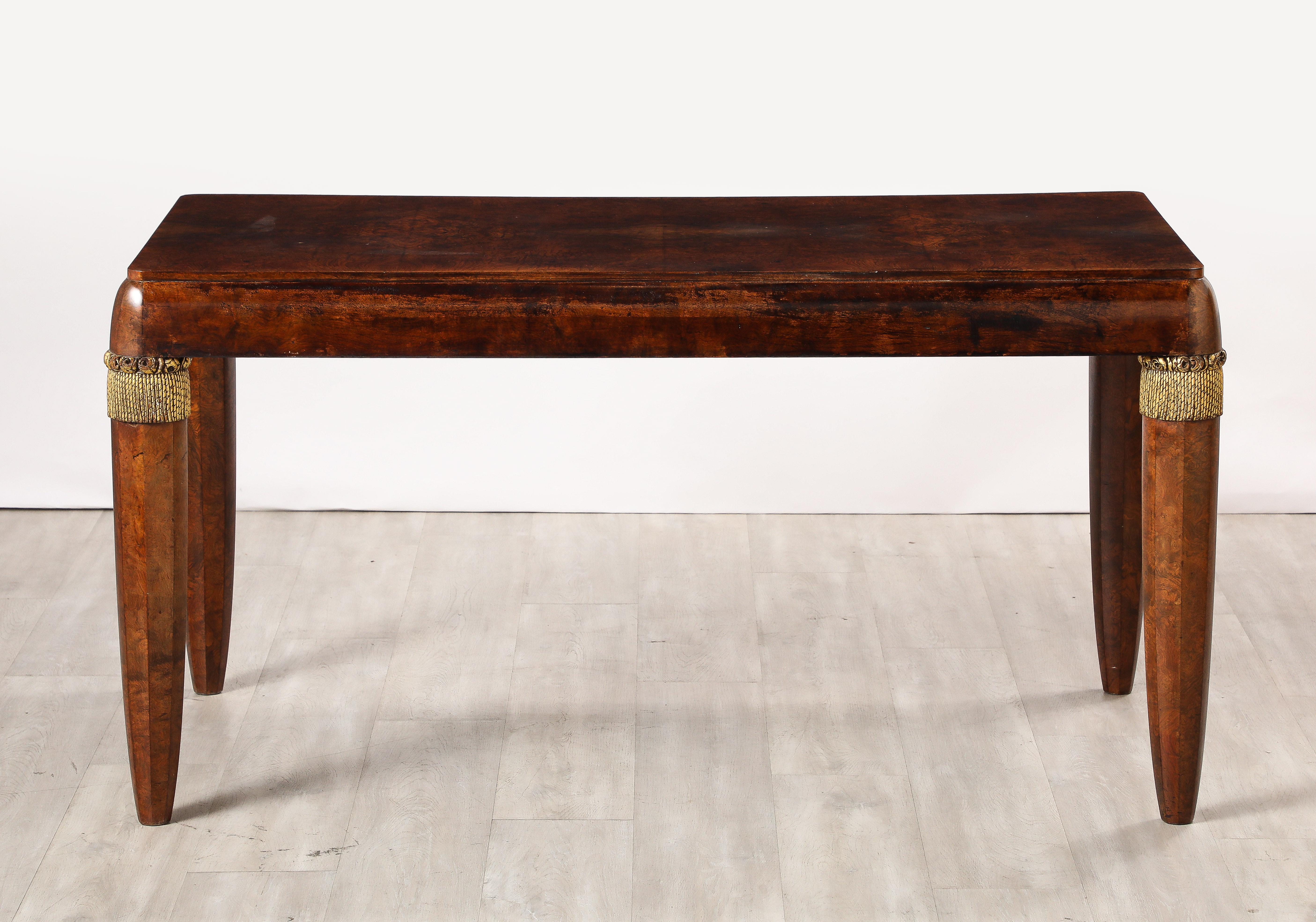 Italian 1930's Burl Walnut Writing Desk For Sale 9
