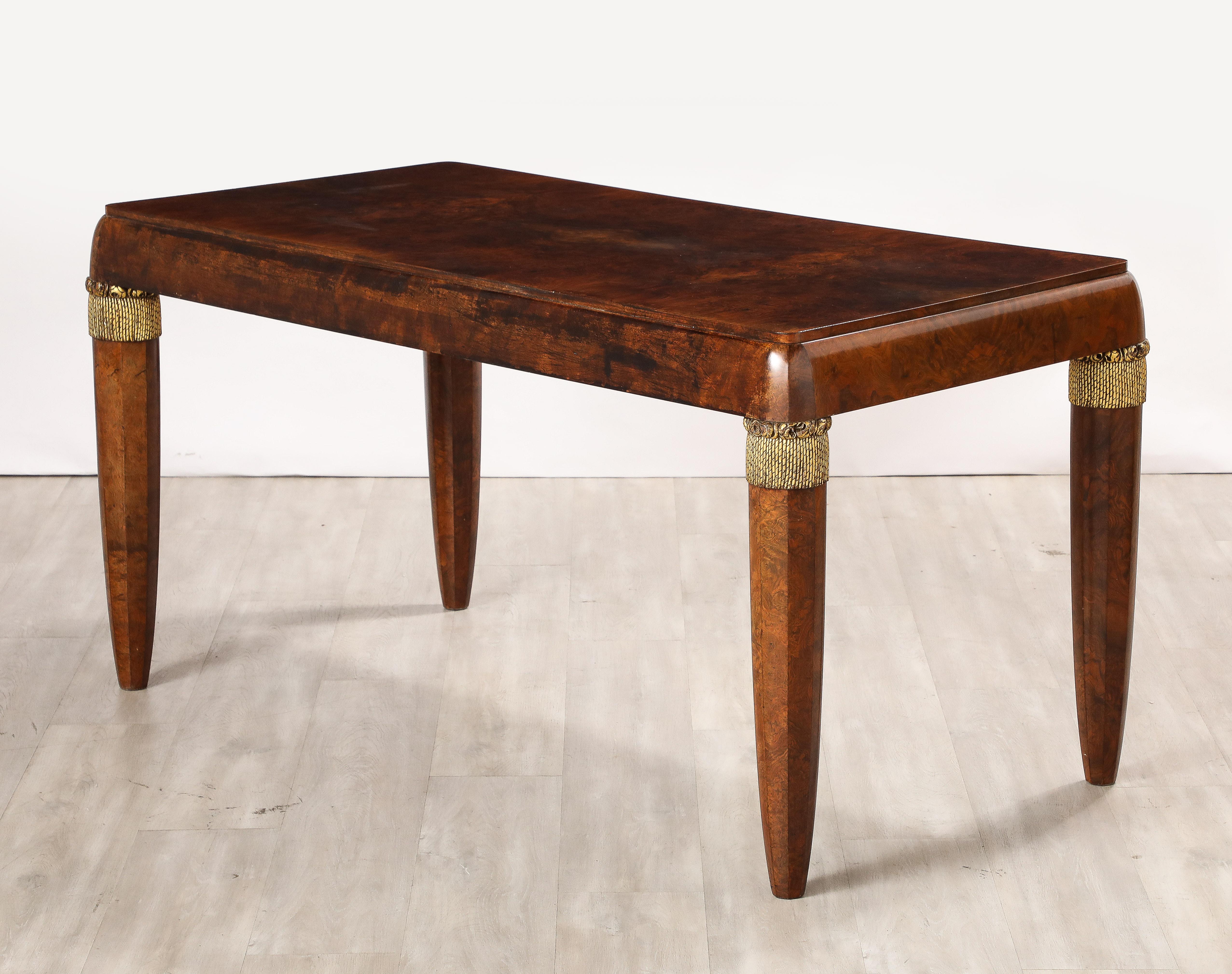 Italian 1930's Burl Walnut Writing Desk For Sale 10