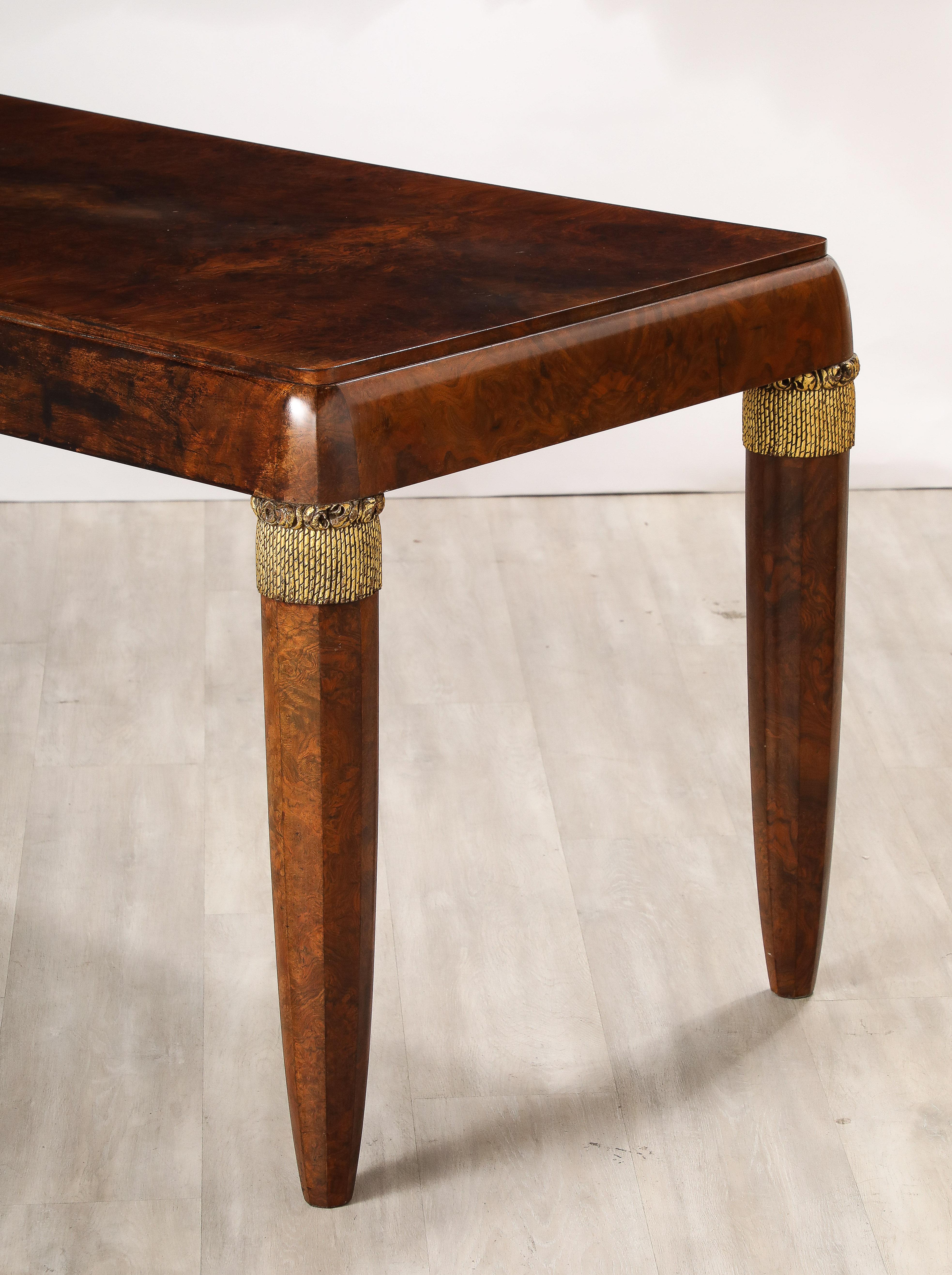 Italian 1930's Burl Walnut Writing Desk For Sale 11