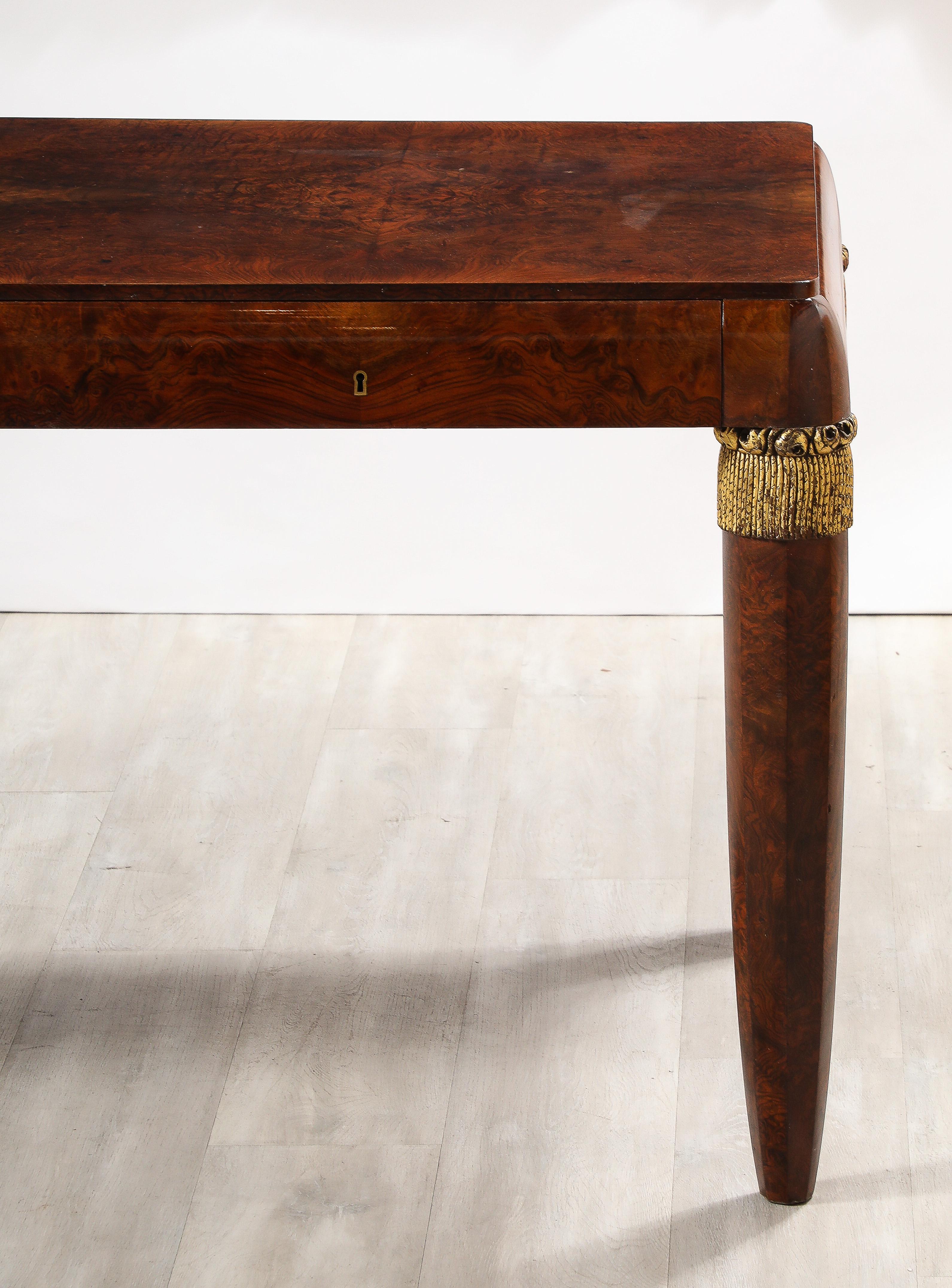 Art Deco Italian 1930's Burl Walnut Writing Desk For Sale