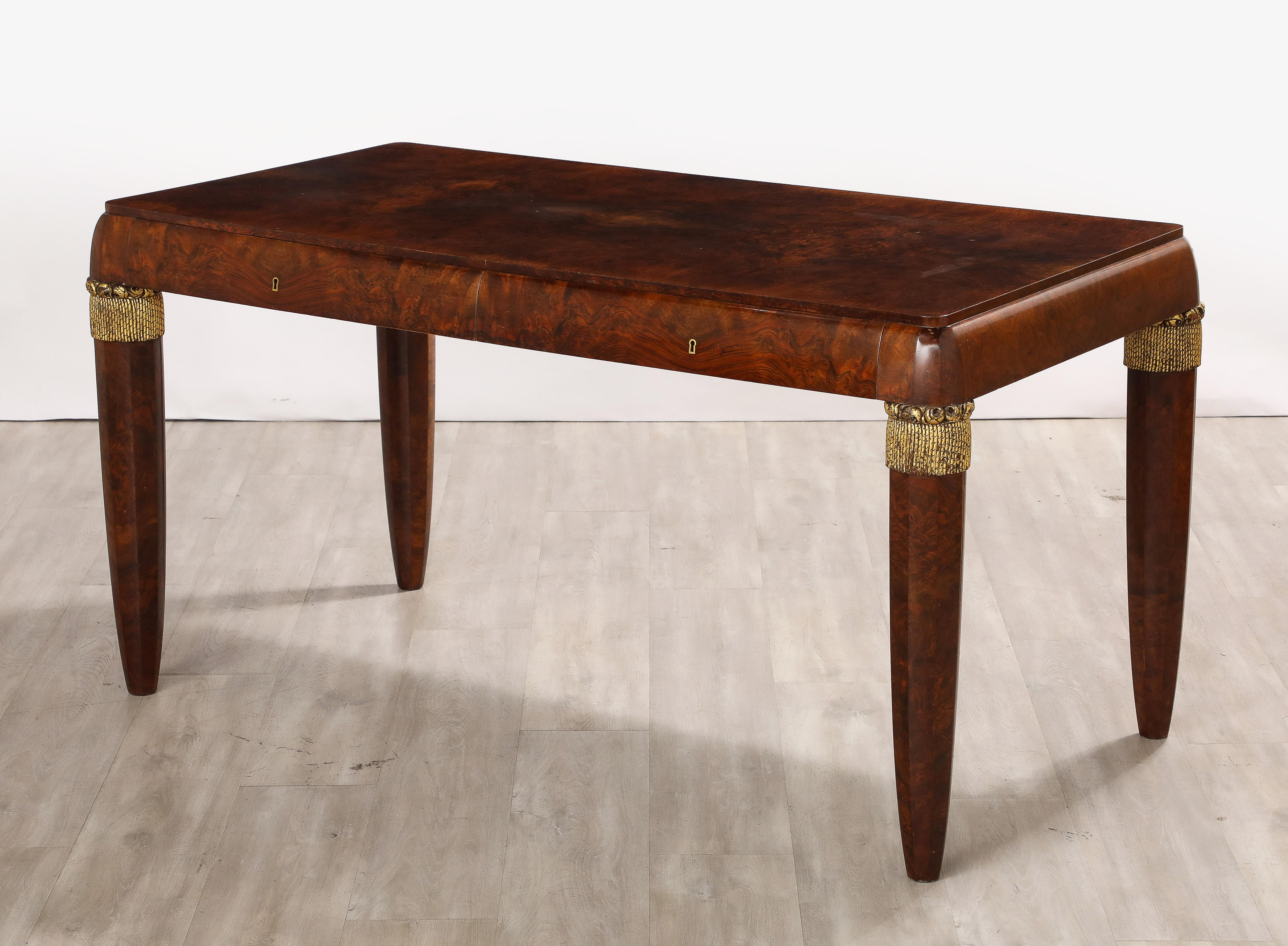 Mid-20th Century Italian 1930's Burl Walnut Writing Desk For Sale
