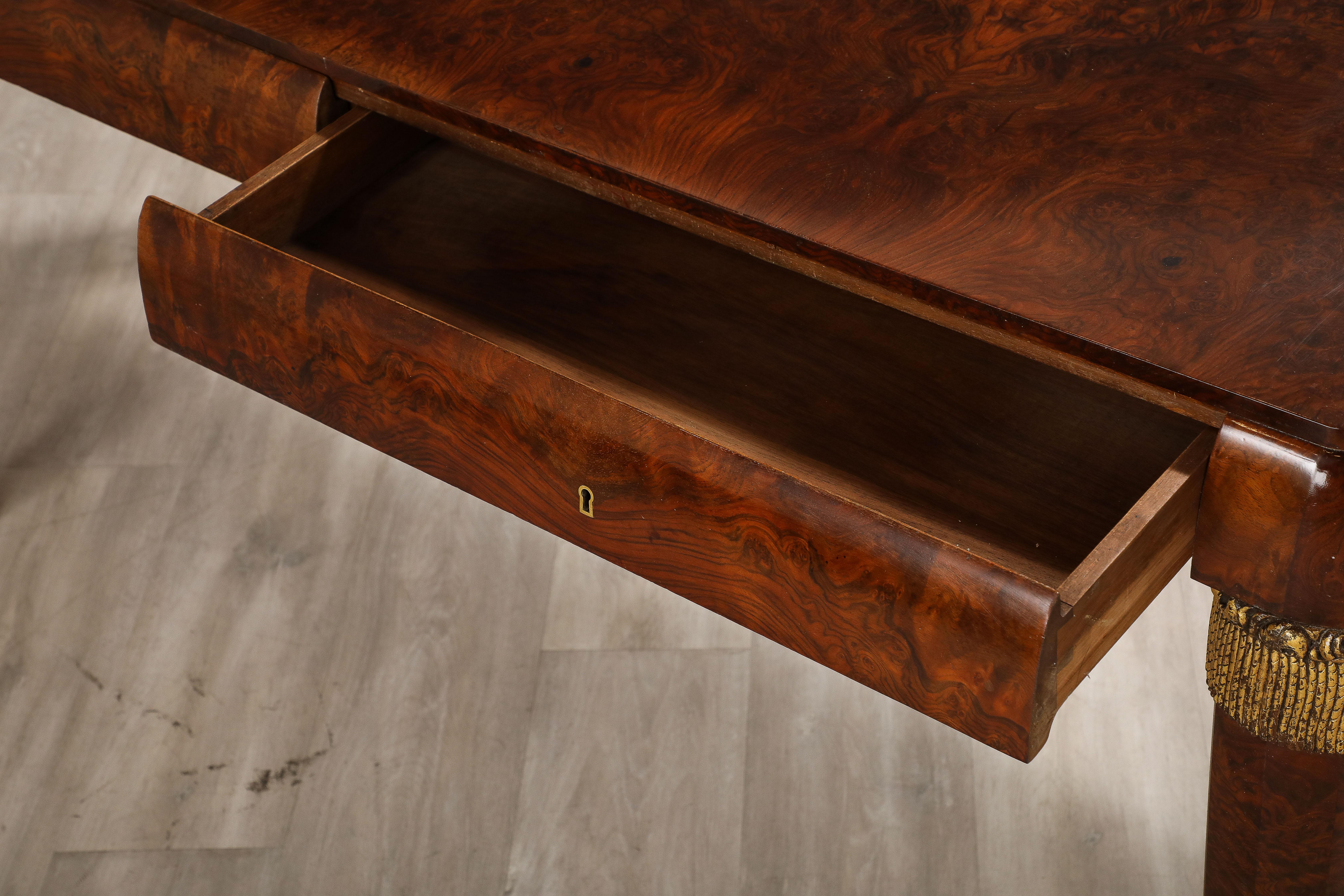 Italian 1930's Burl Walnut Writing Desk For Sale 2