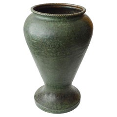 Italian 1930s Embossed Green Patinated Copper Umbrella Stand, Ing. De Carlo