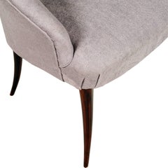 Italian 1930s Gio Ponti Manner Armchair in Walnut Restored and New Upholstered