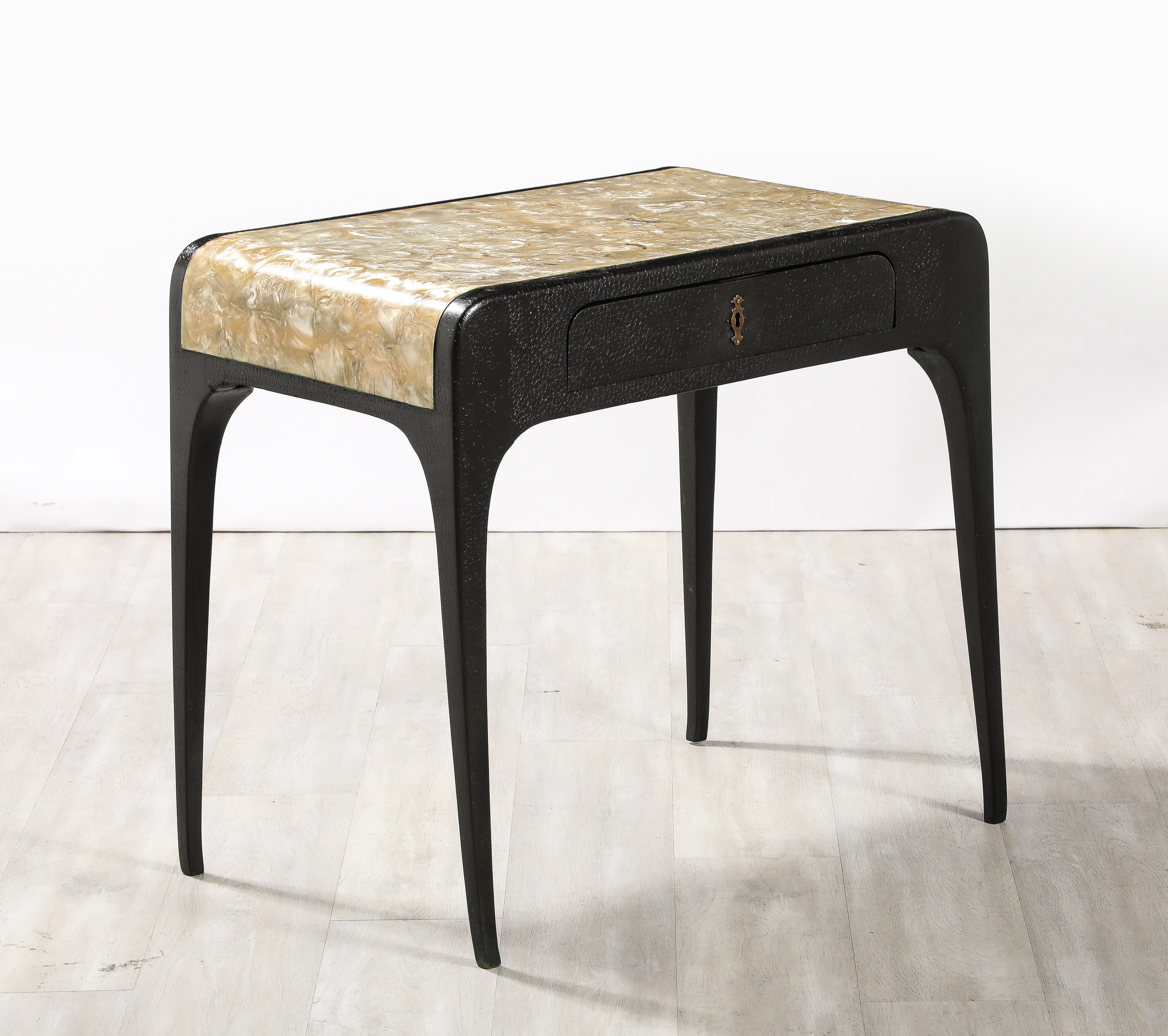 Italian 1930's Mother of Pearl Hand-Carved Table For Sale 11
