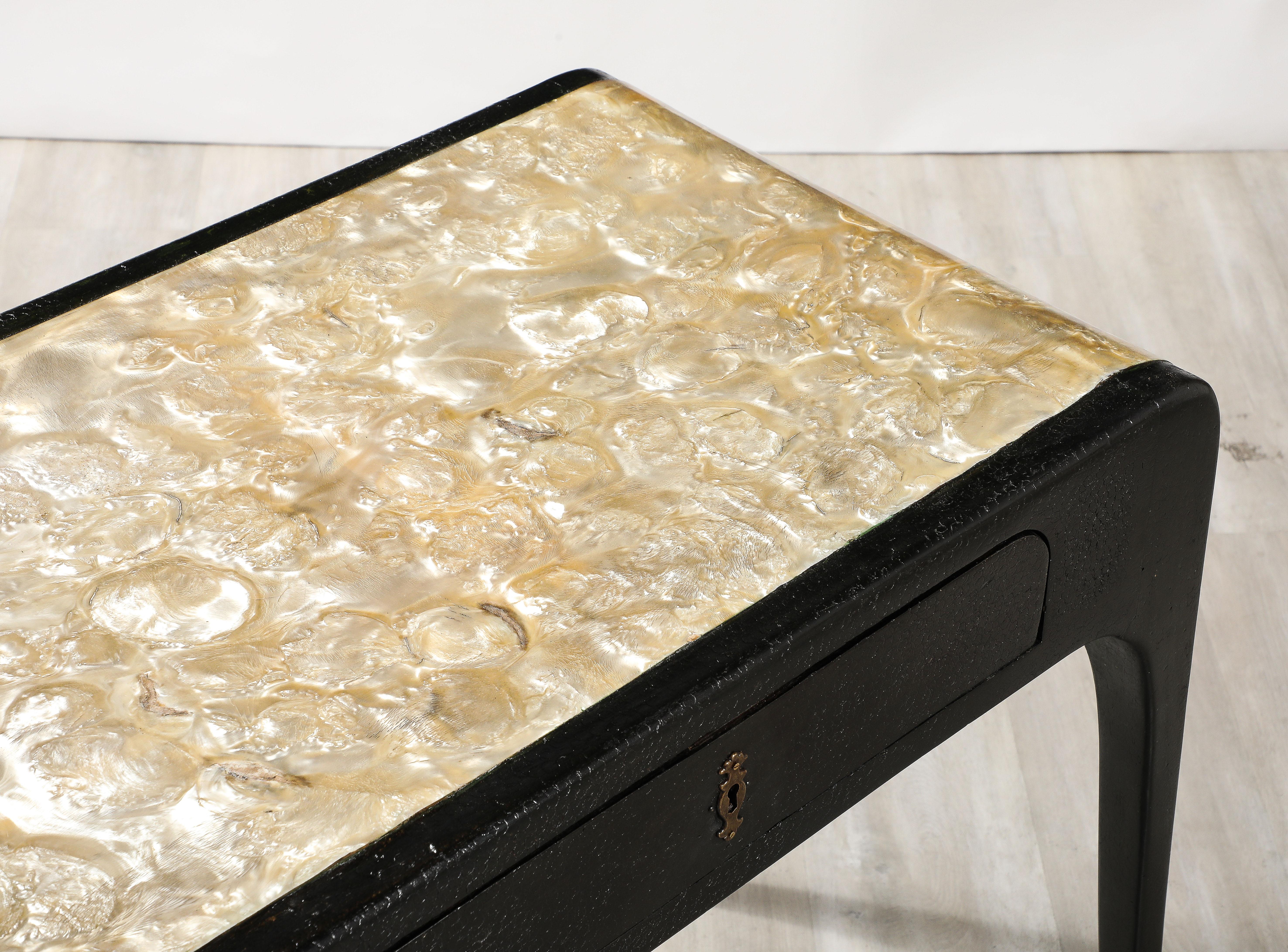 Italian 1930's Mother of Pearl Hand-Carved Table For Sale 12