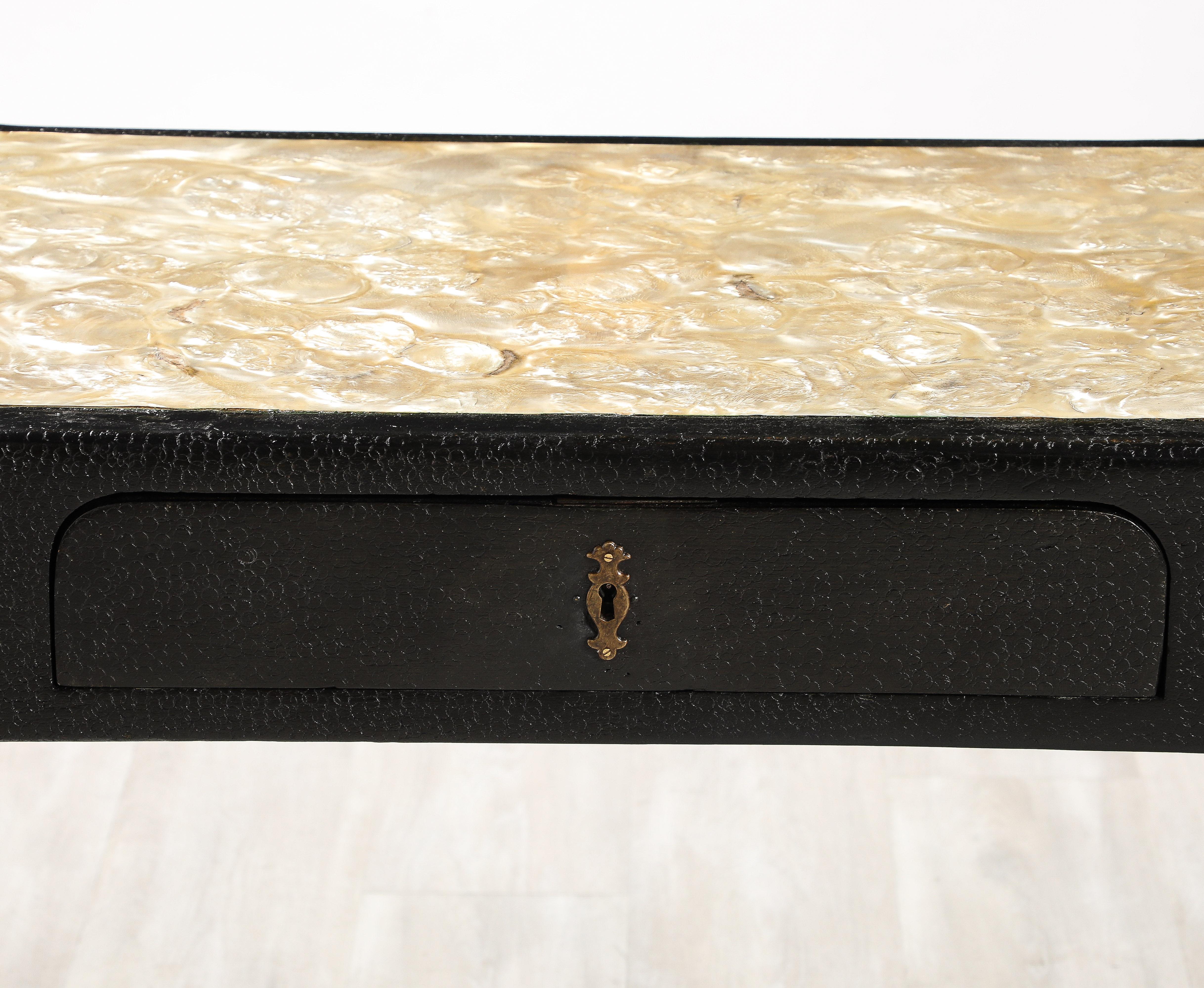 Art Deco Italian 1930's Mother of Pearl Hand-Carved Table For Sale