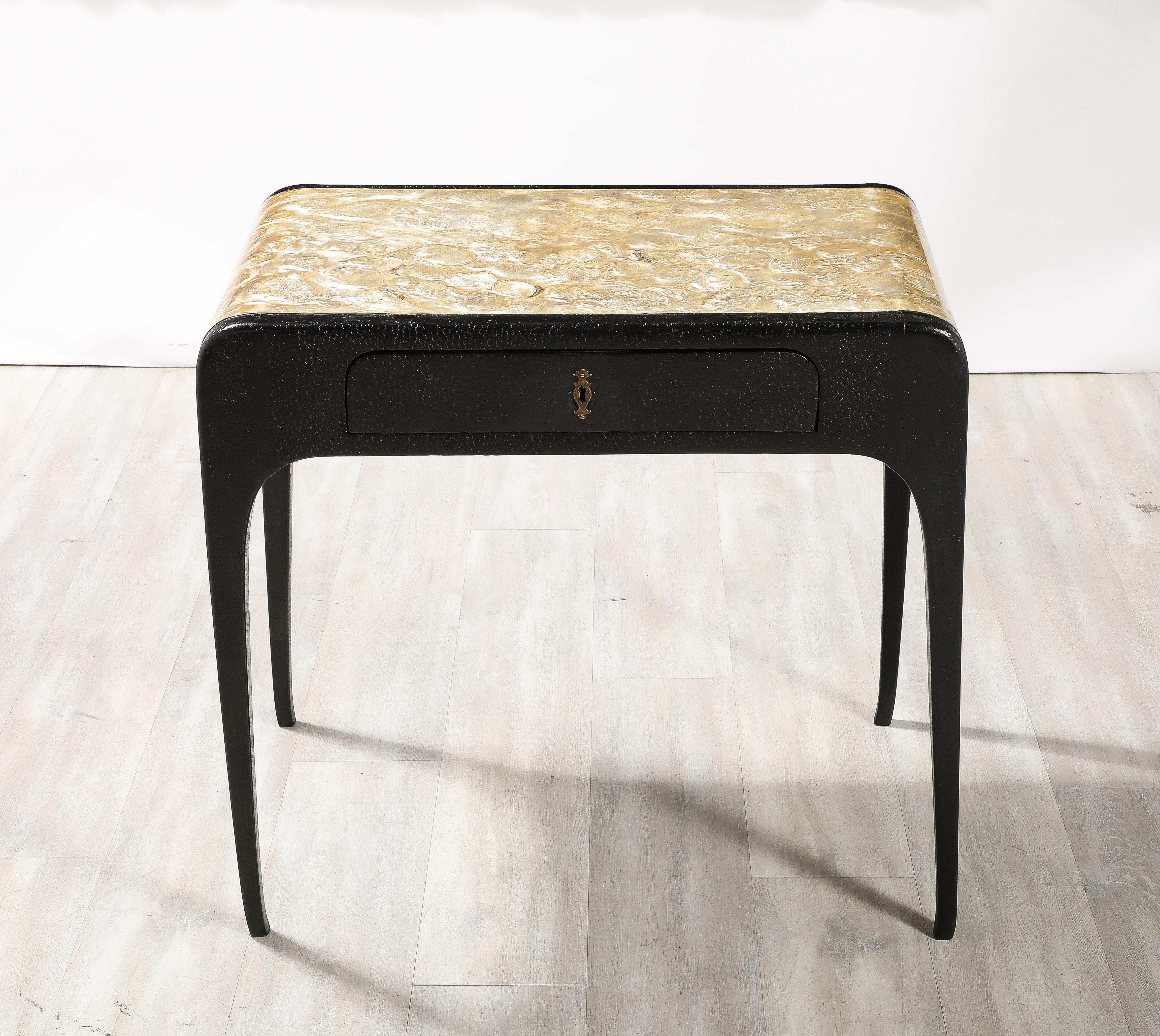 Italian 1930's Mother of Pearl Hand-Carved Table In Good Condition For Sale In New York, NY