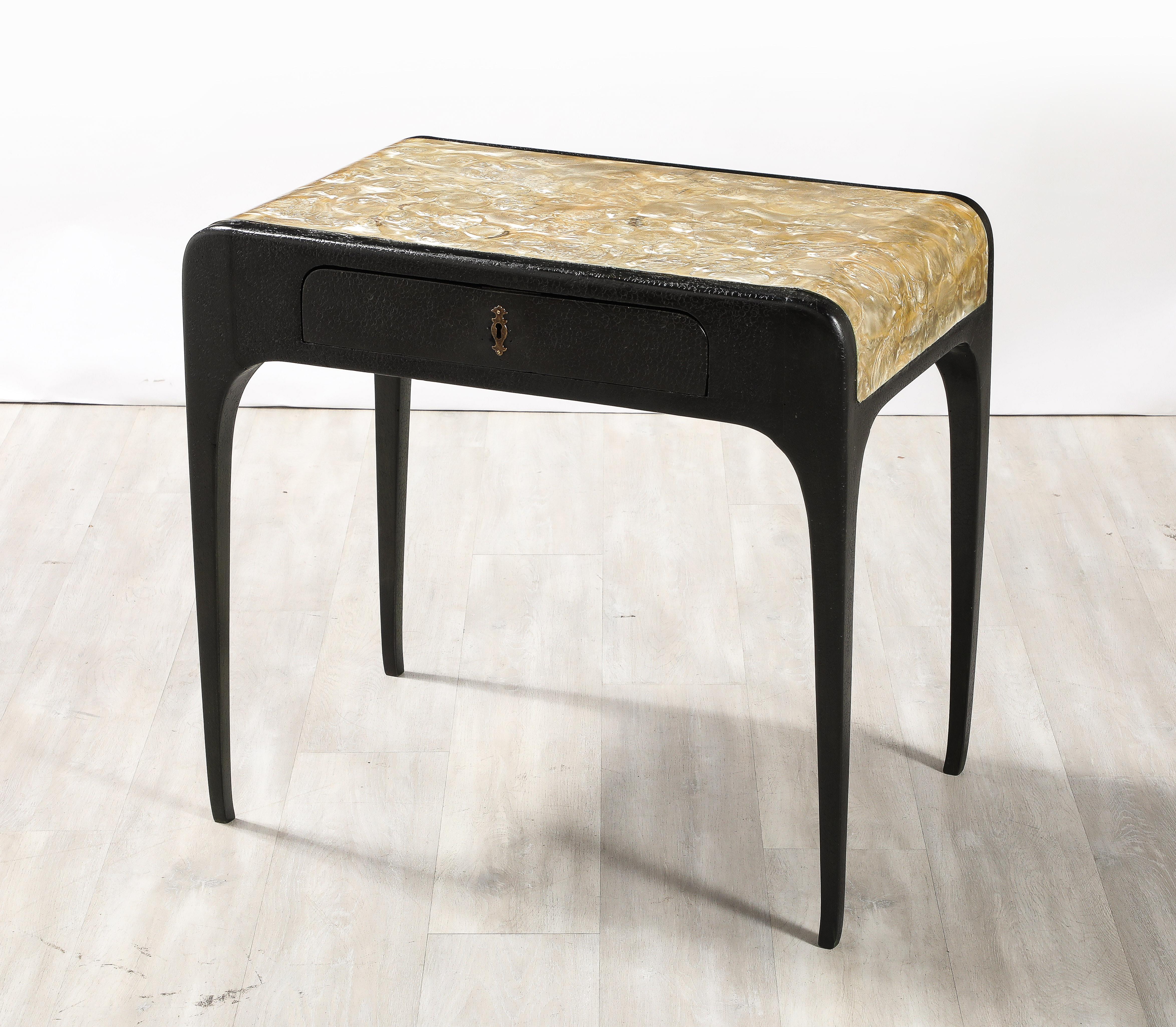 Italian 1930's Mother of Pearl Hand-Carved Table For Sale 1