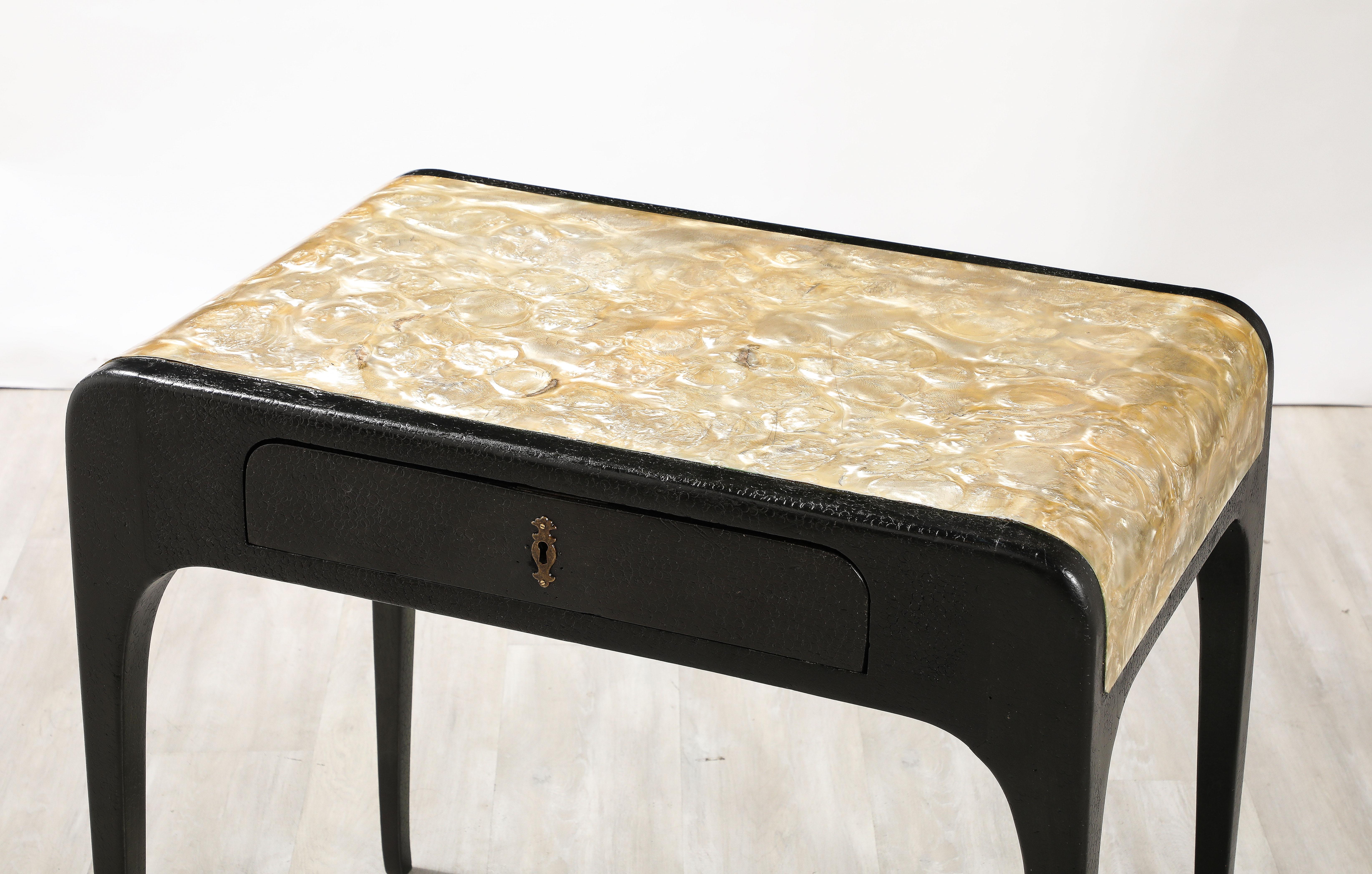 Italian 1930's Mother of Pearl Hand-Carved Table For Sale 2