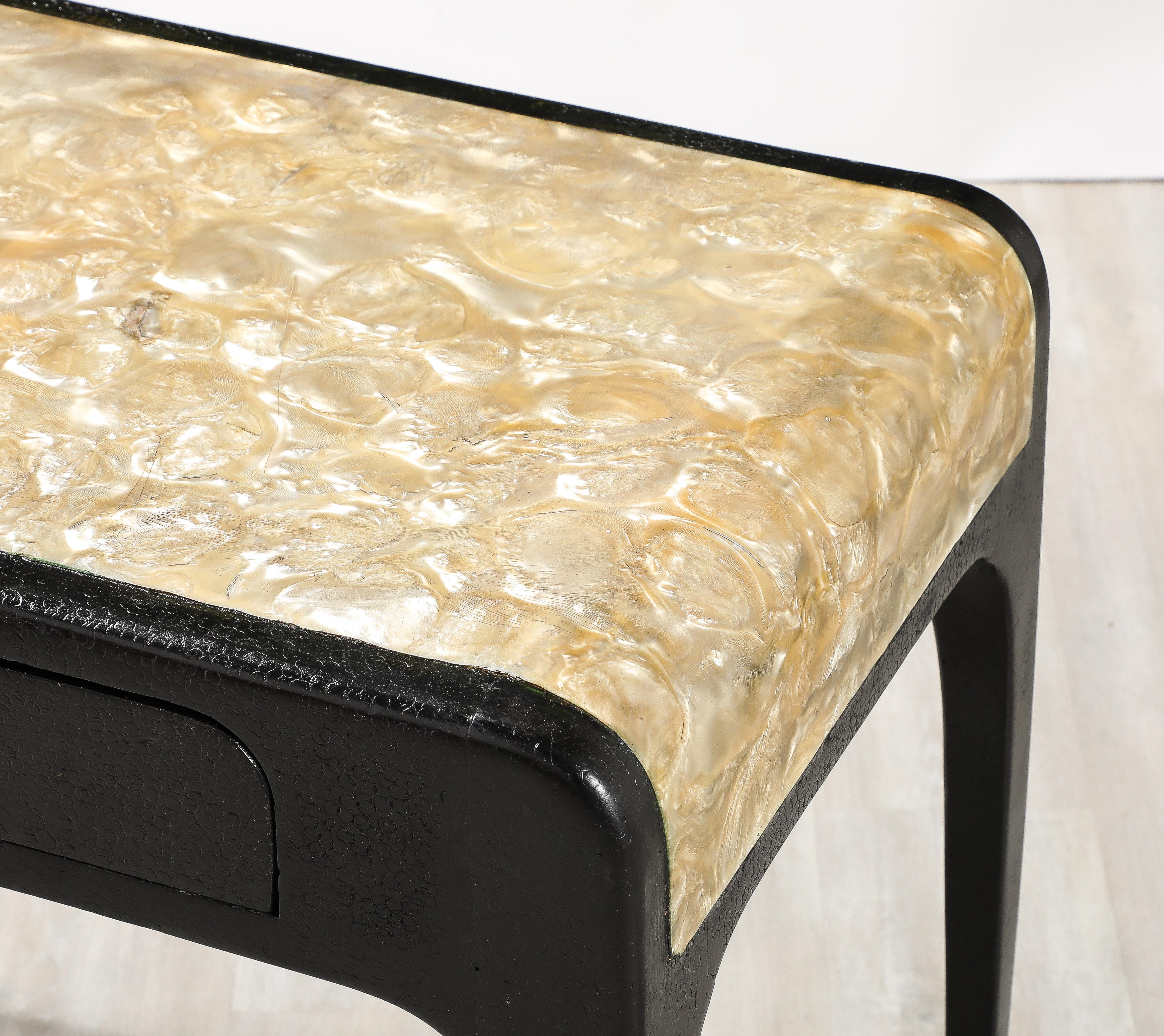 Italian 1930's Mother of Pearl Hand-Carved Table For Sale 3
