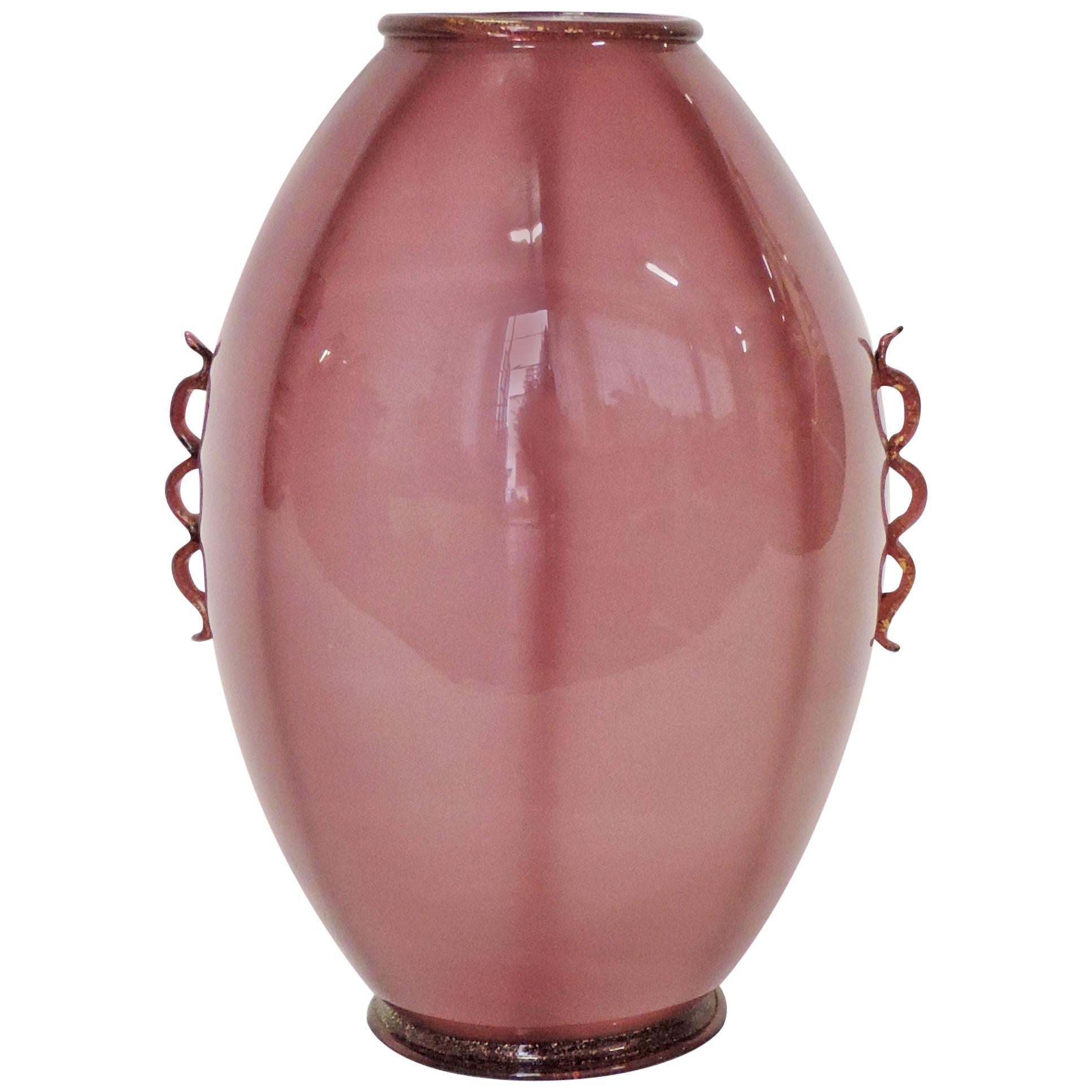 Italian 1930s Murano Glass Vase Attributed to Vittorio Zecchin For Sale